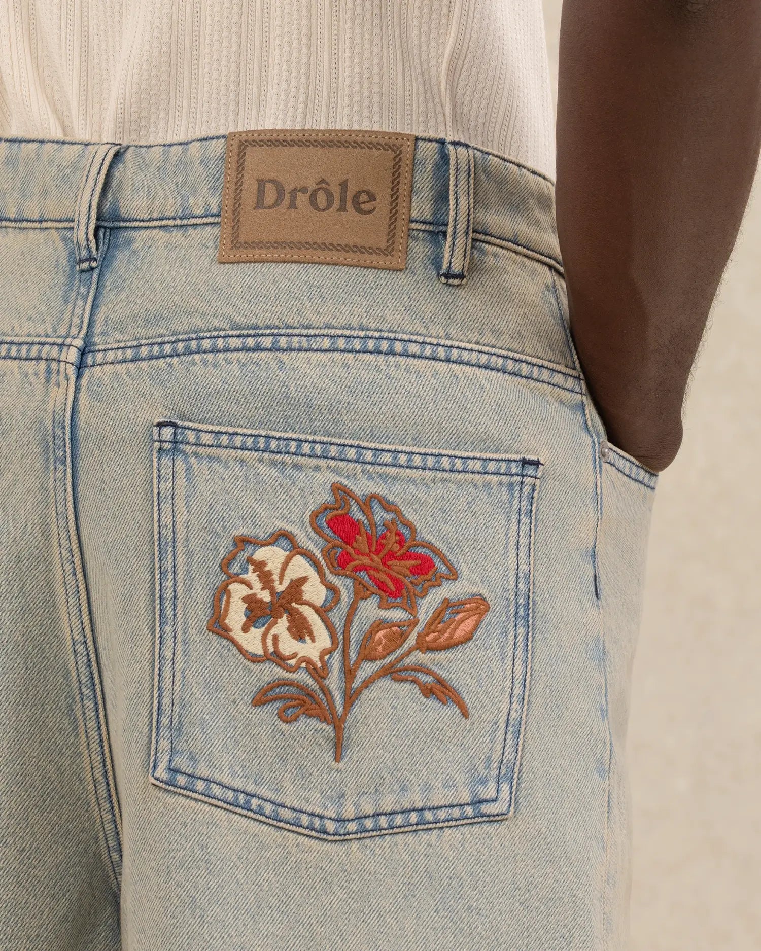 Drôle De Monsieur Short Jean Dusty Jeansshorts Bestickt