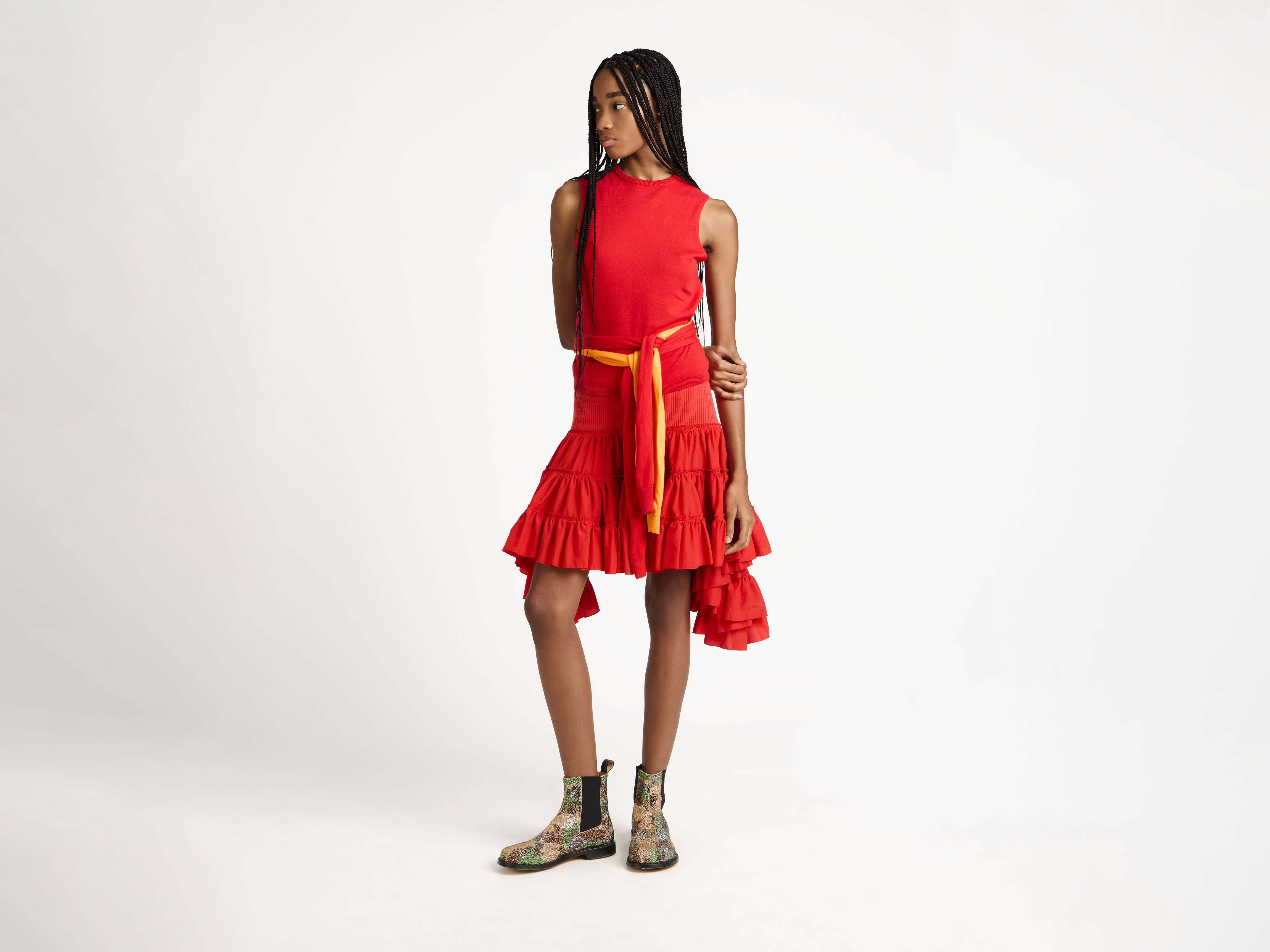 J.W.Anderson Ruffle Skirt Rock Rot Baumwollseide