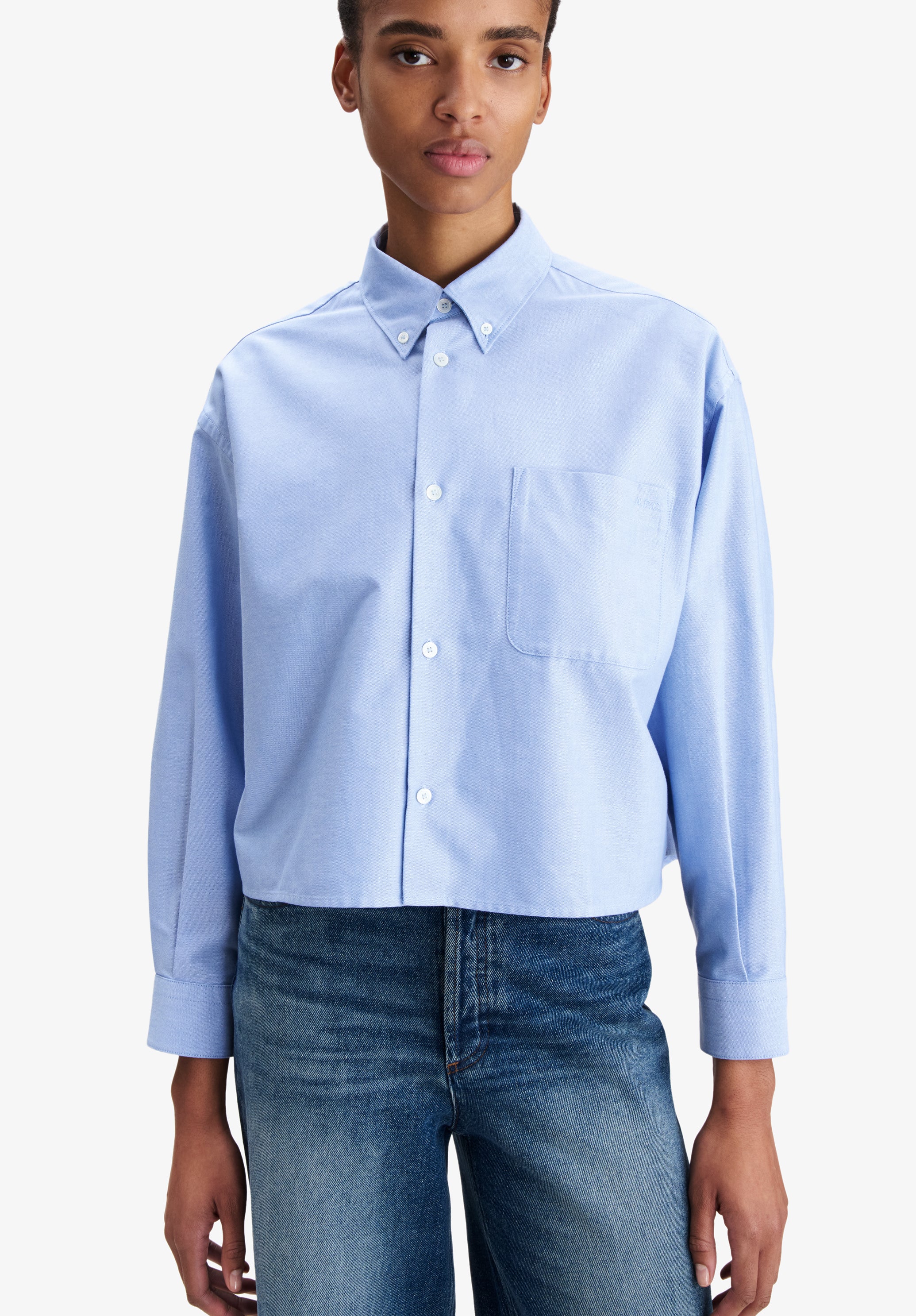A.P.C. Oxford Hemd hellblau kurz Baumwolle Damen