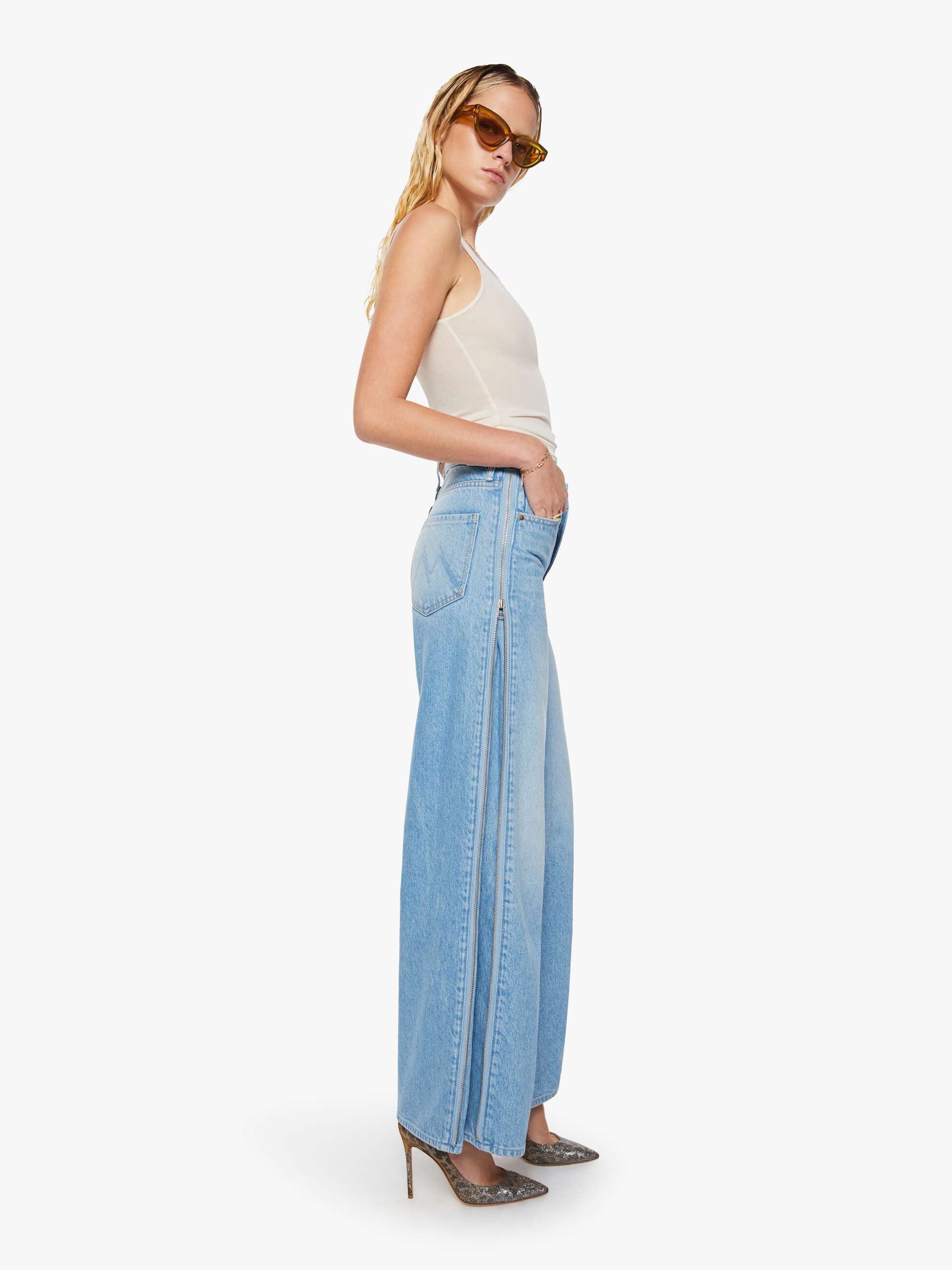Mother Snacks Side Zip Slung Sneak Jeans Munchies
