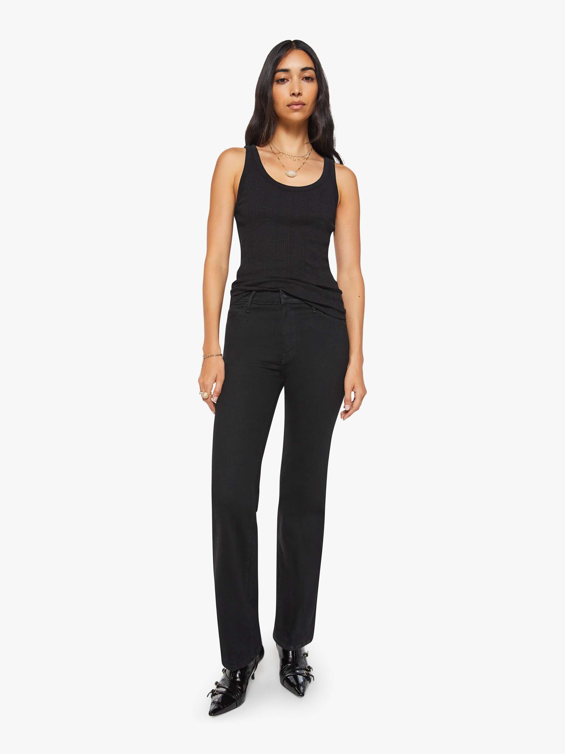 Mother The Runner Up Tanktop Schwarz Rippe Baumwolle