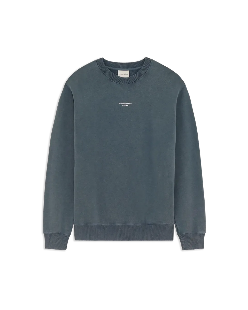 Drôle De Monsieur Washed Classic Slogan Sweatshirt dunkelgrau