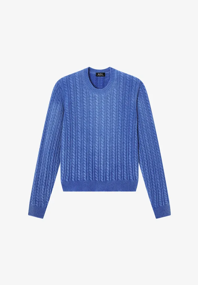 A.P.C. Zopfstrickpullover Blau Rundhals Slim