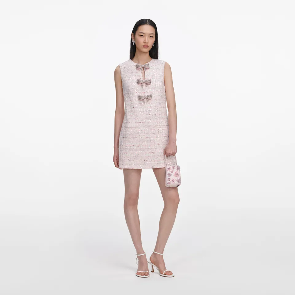 Self Portrait Dresses Boucle Minikleid Pink Pailletten