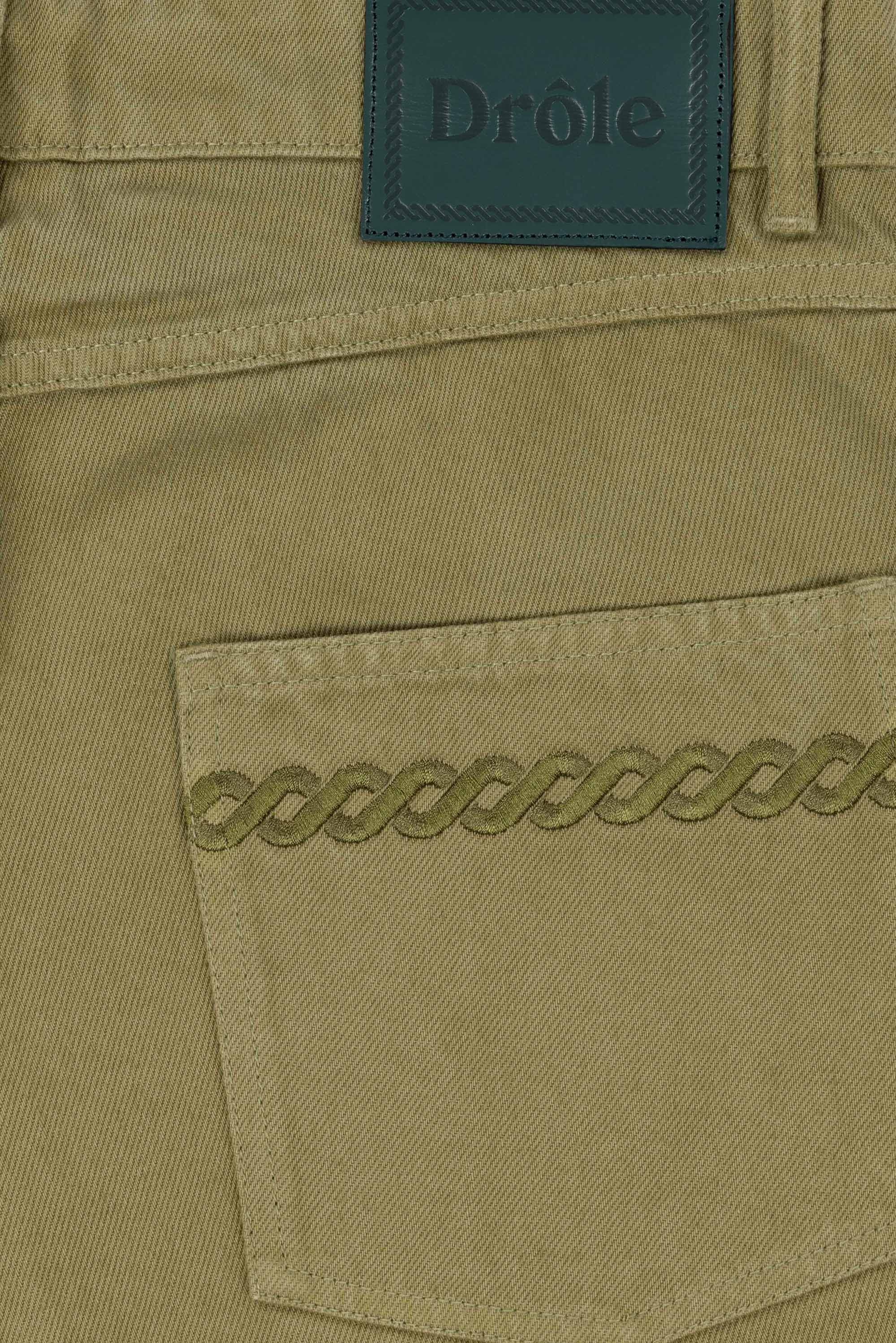 Drôle De Monsieur Shorts D-BS126 Denim Shorts Khaki Baumwolle