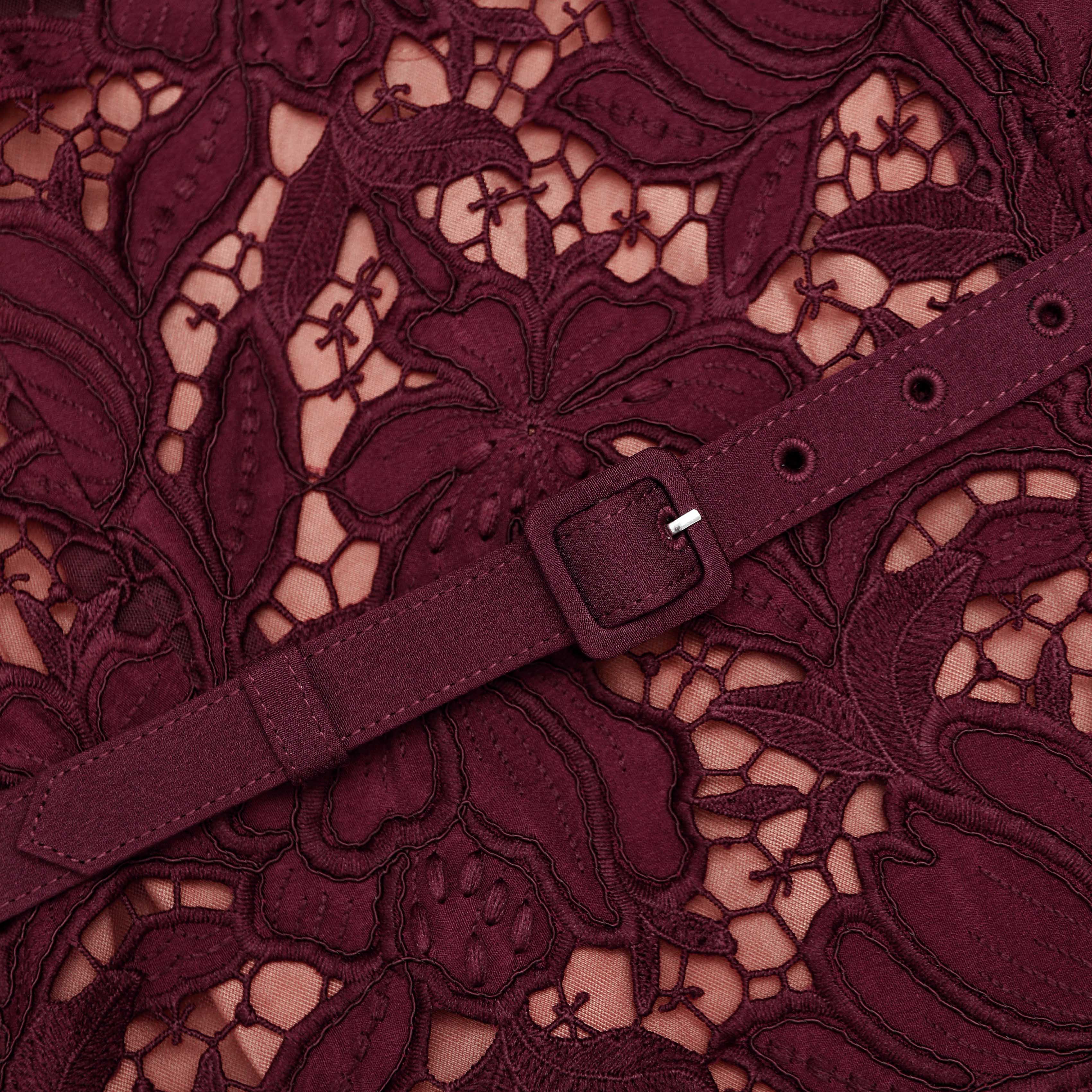 Self-Portrait Burgundy Lace Midi Kleid Spitze burgundy
