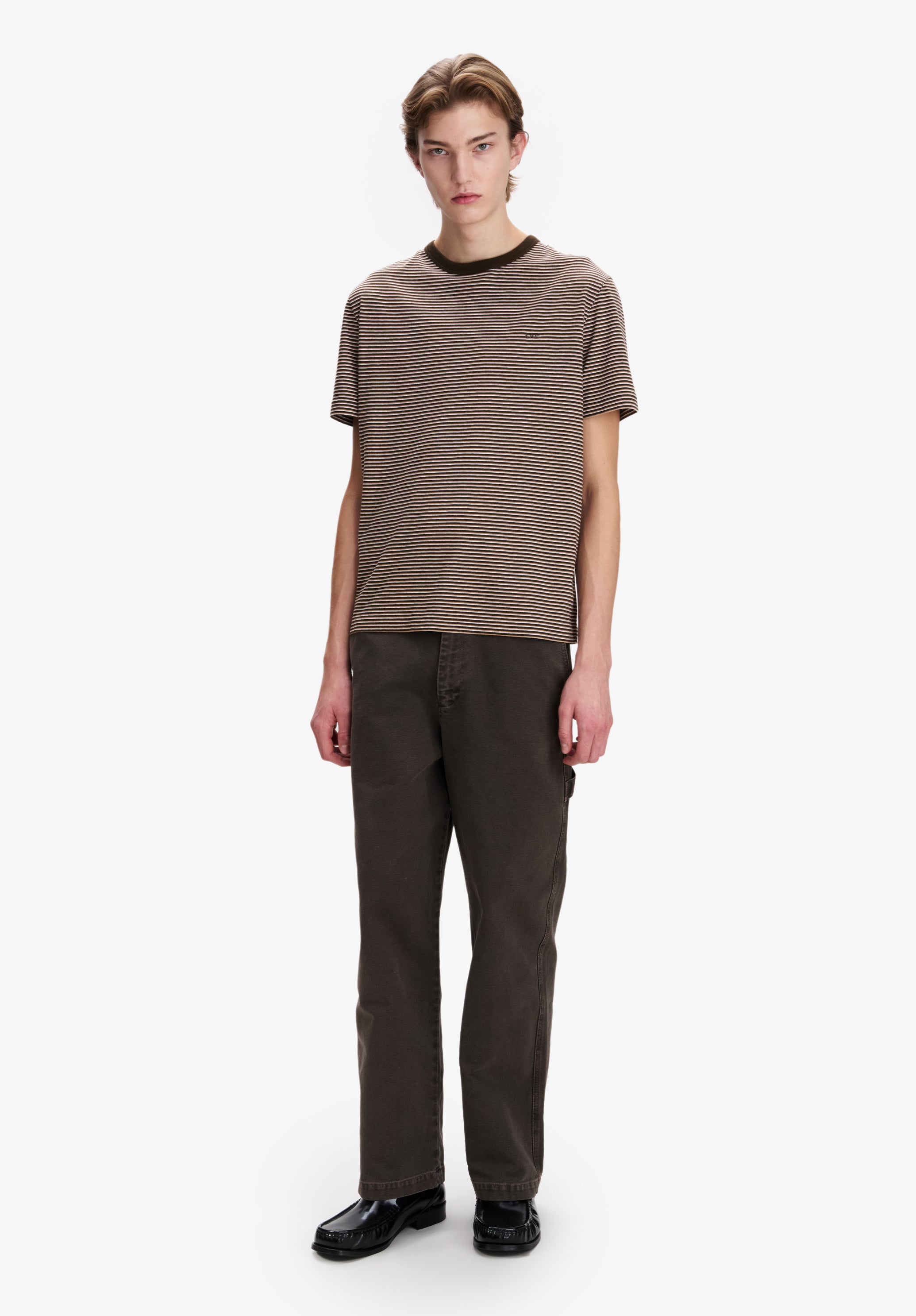 A.P.C. Gestreiftes T-Shirt braun Bio-Baumwolle Größe M