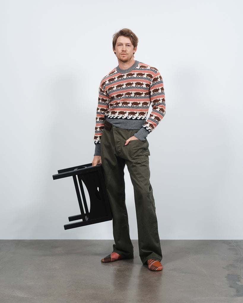 J.W.Anderson Fairisle Pig Jumper Strickpullover Rot