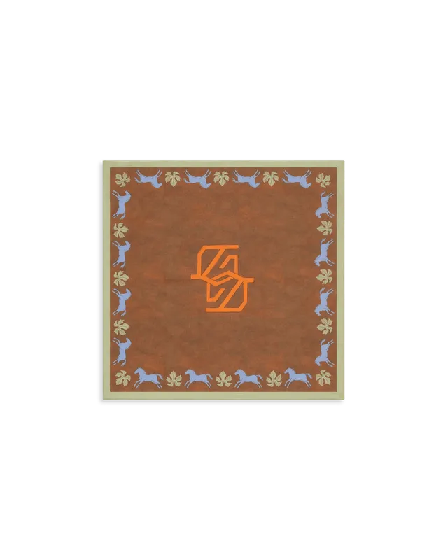 Drôle De Monsieur Horse Monogram Cotton Scarf Bandana Braun 60x60
