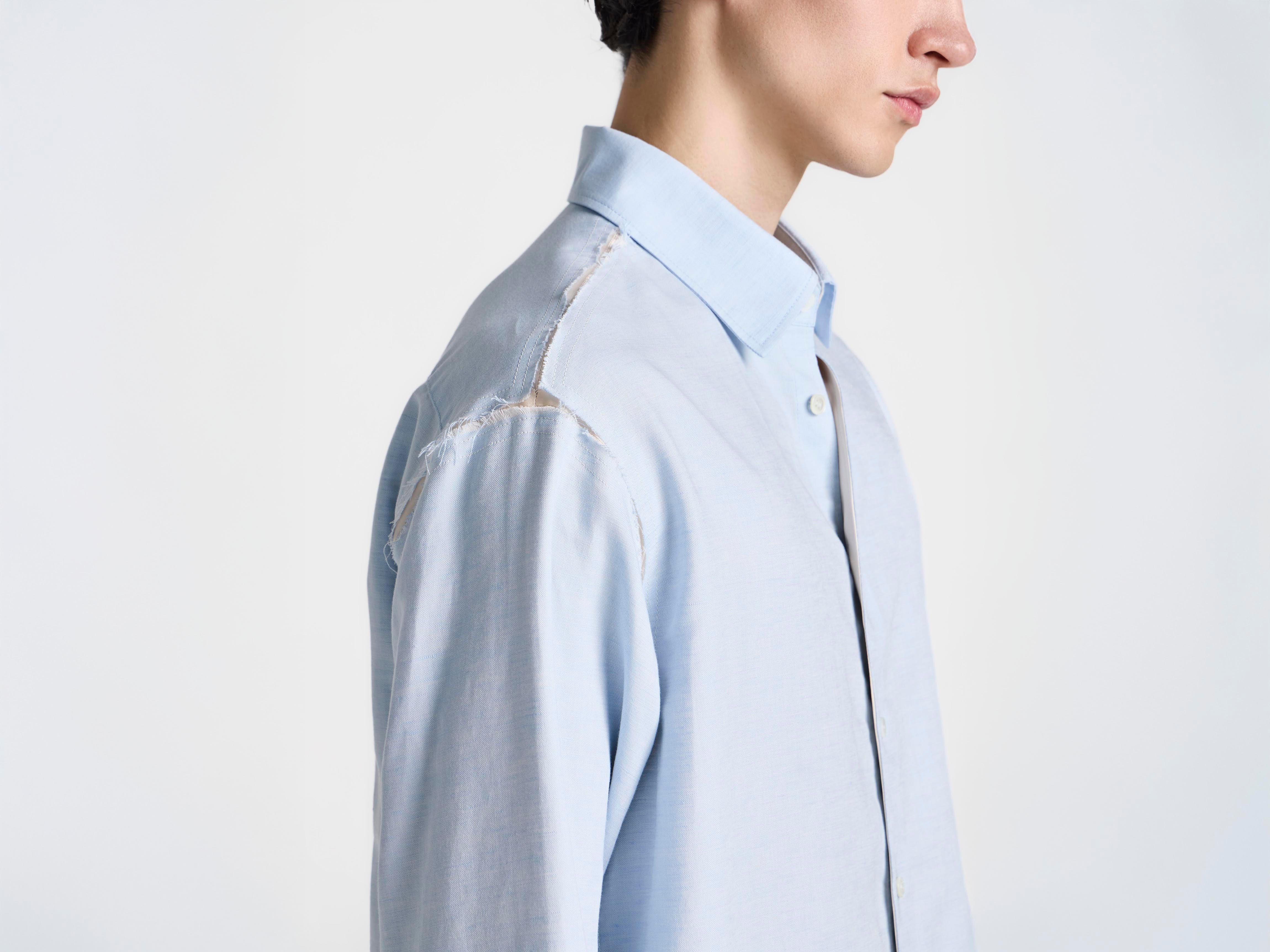 J.W.Anderson Raw Edge Shirt Hemd Hellblau Herren Leinen