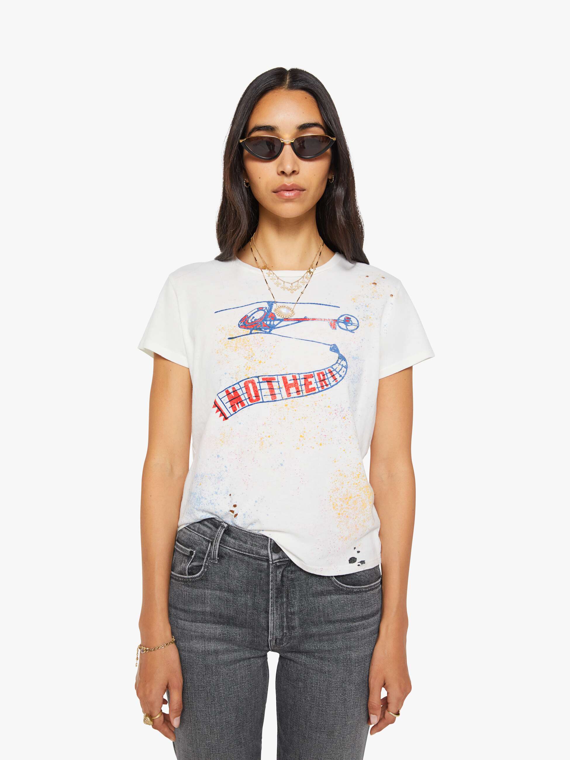 Mother The Lil Goodie Goodie T-Shirt Helicopter Offwhite