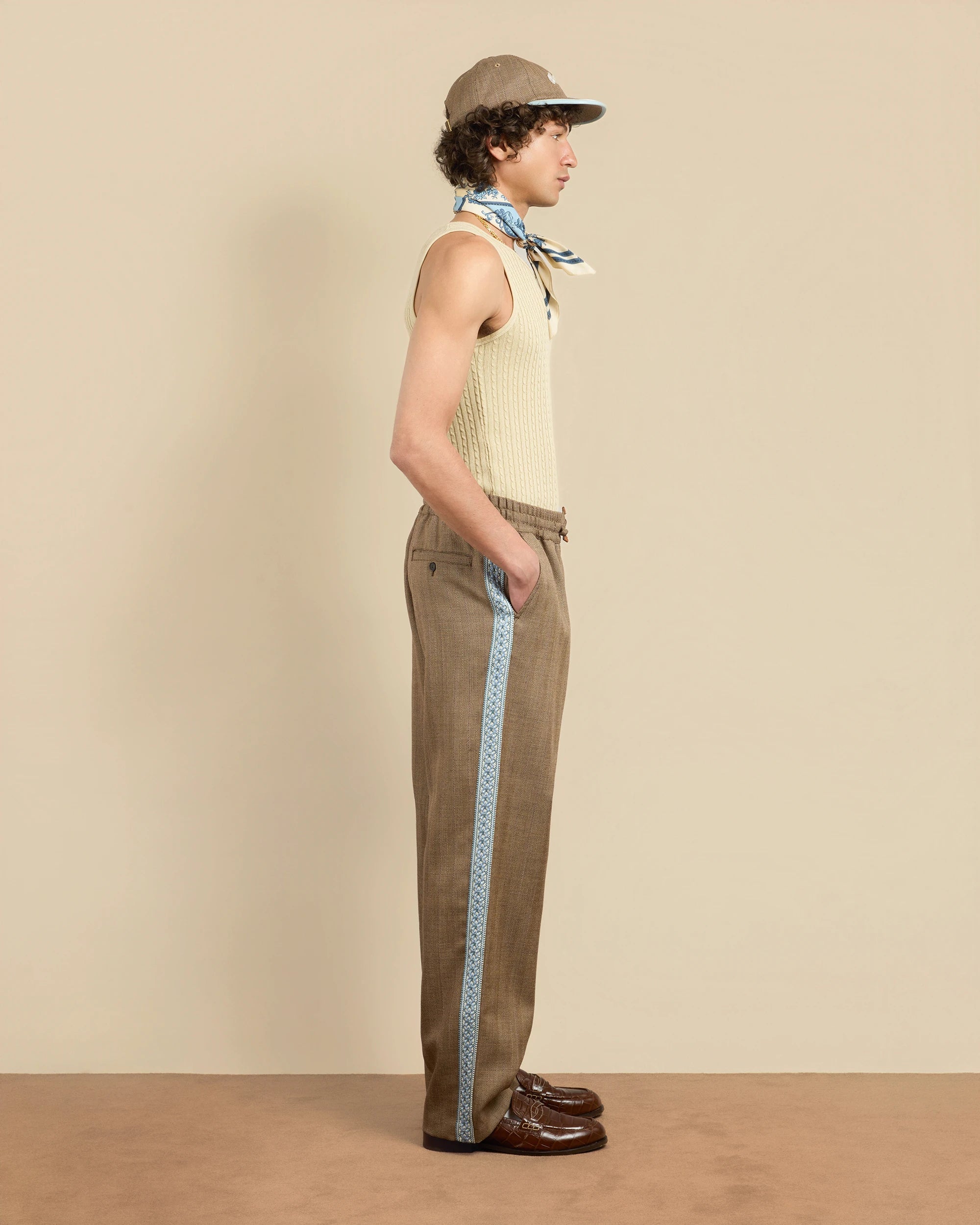 Drôle De Monsieur Le Pantalon Chevron Hose Braun Wolle