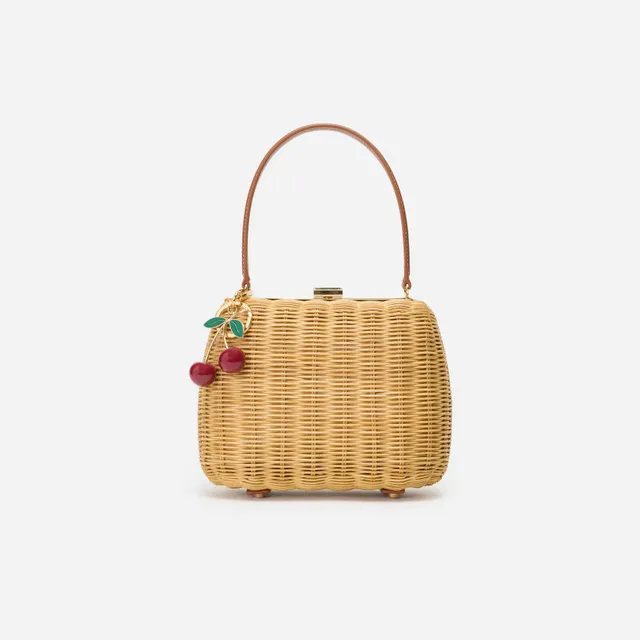 Self Portrait Rattan Cherry Charm Mini Tasche Braun One Size