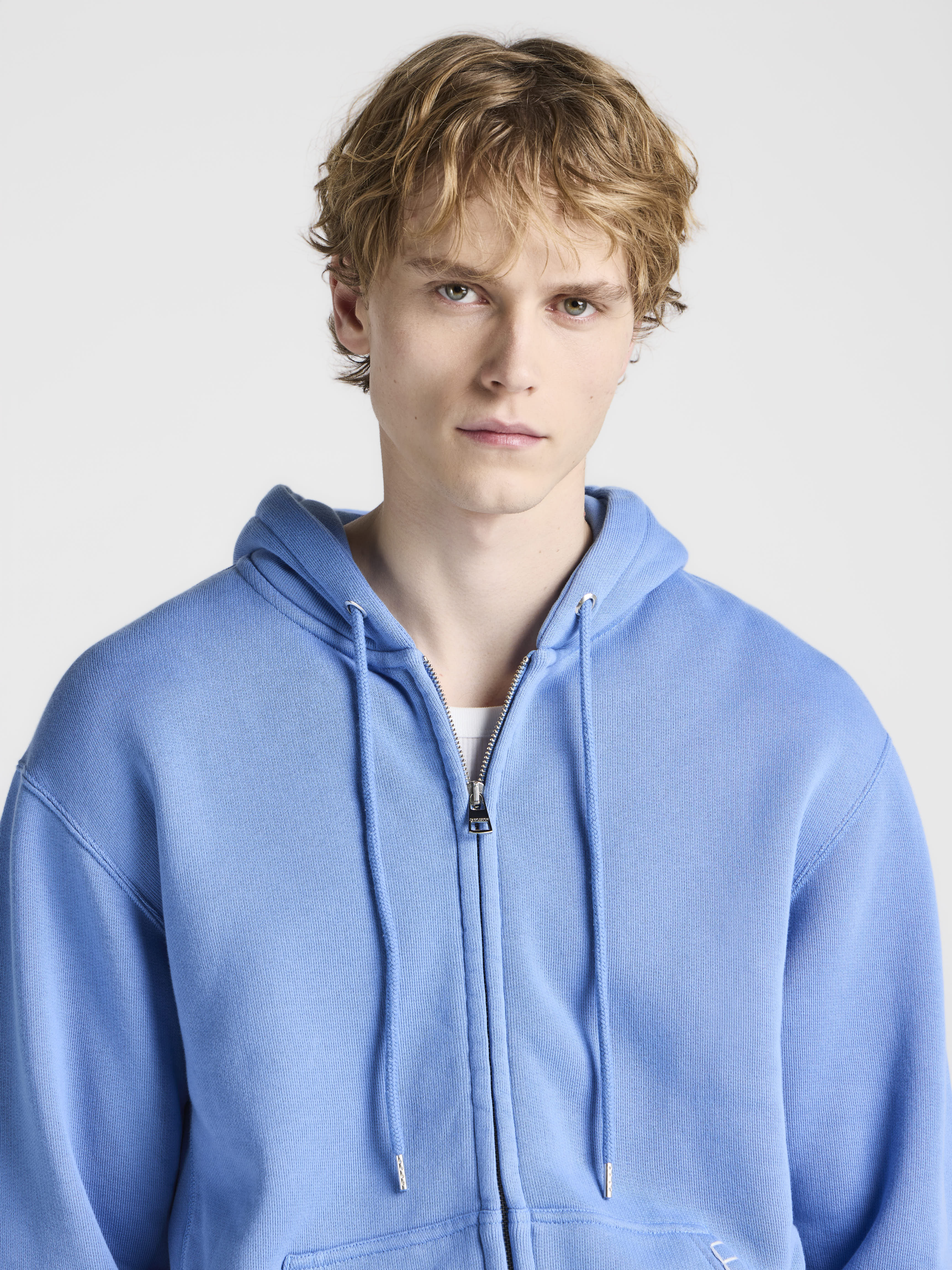 J.W.Anderson Front Zip Hoodie Washed Blue Herren