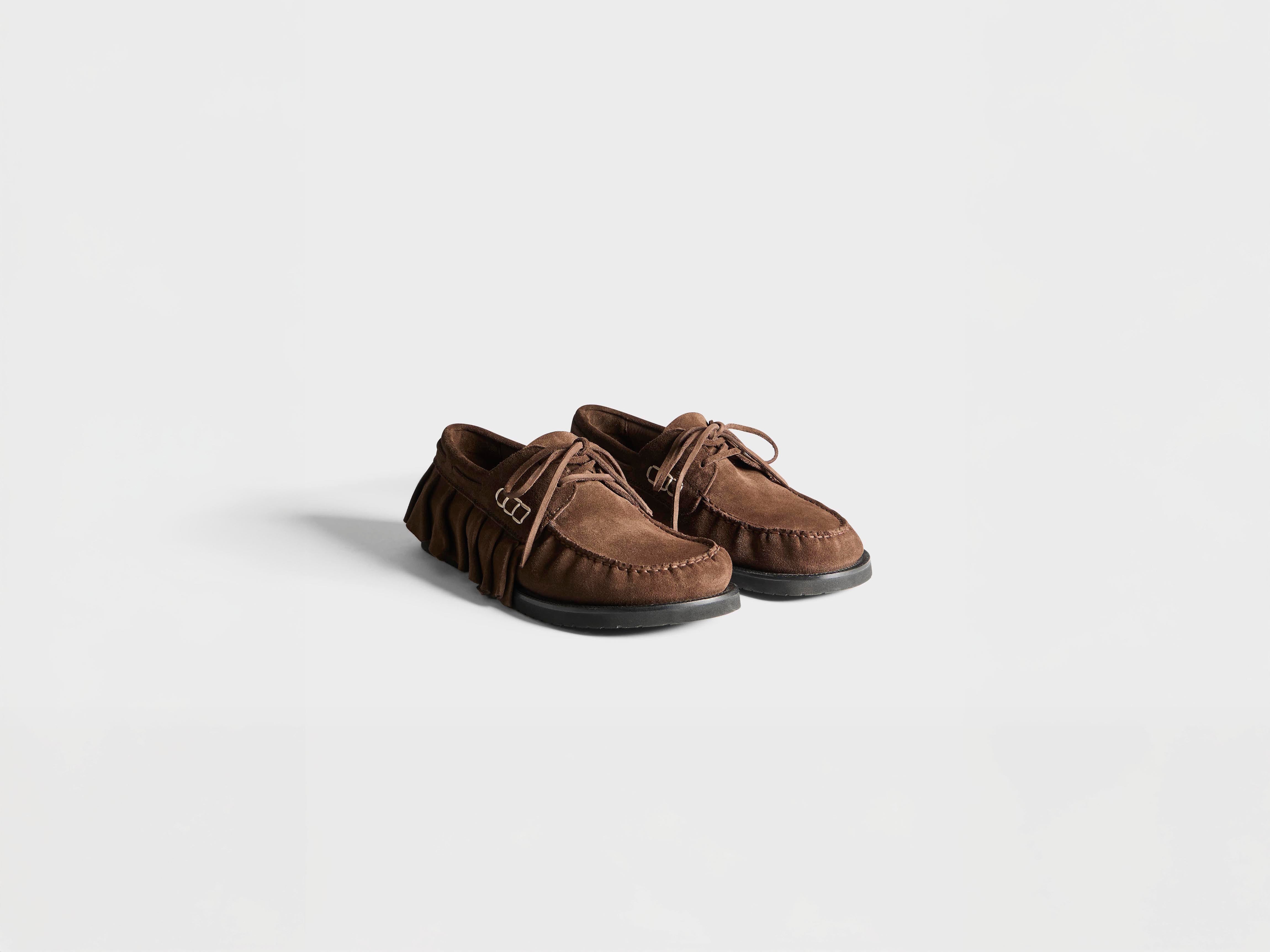 J.W.Anderson Loafer Ruffle Bootsschuhe Chocolate Brown Wildleder