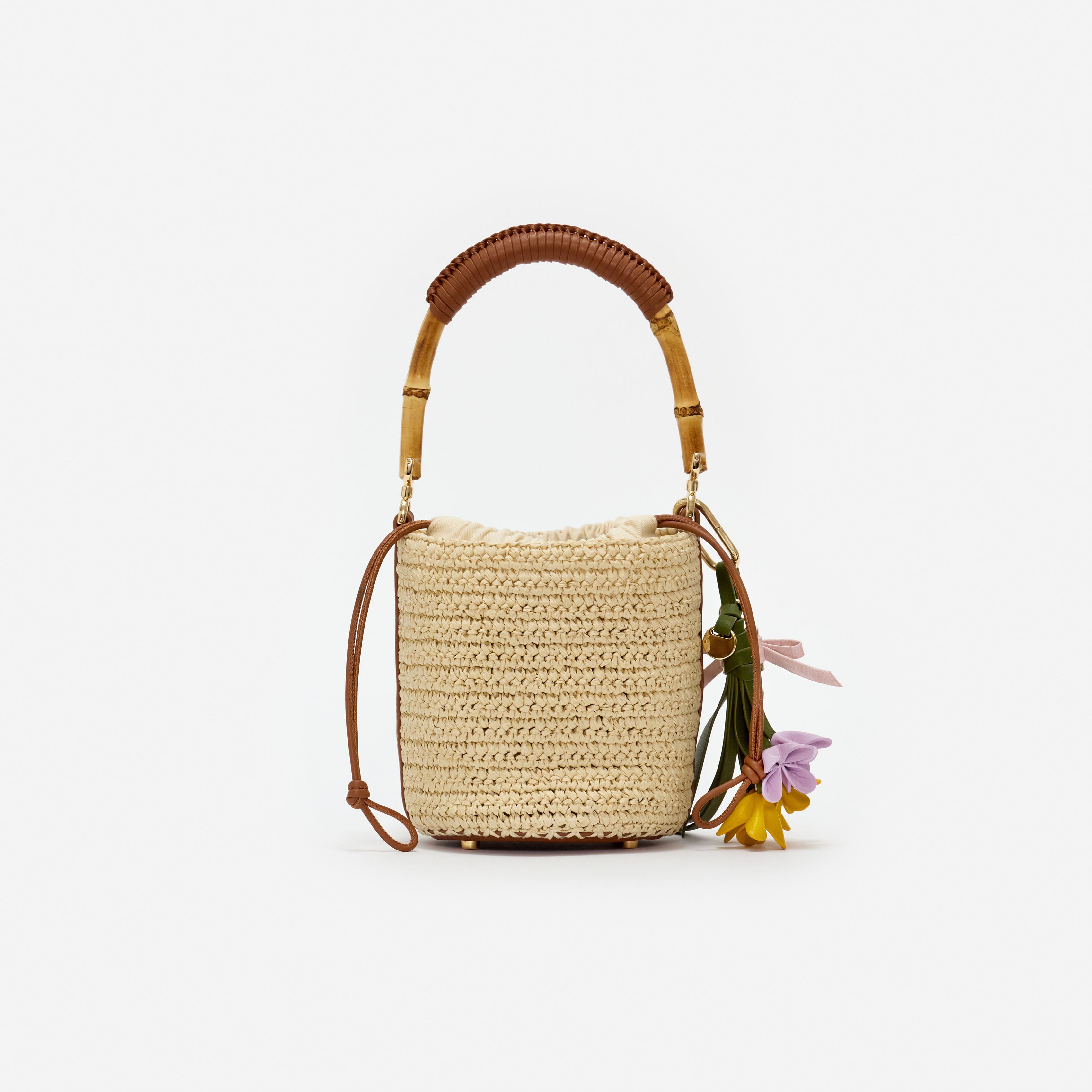 Self Portrait Soft Raffia Bucket Tasche Beige Einheitsgröße Raffia