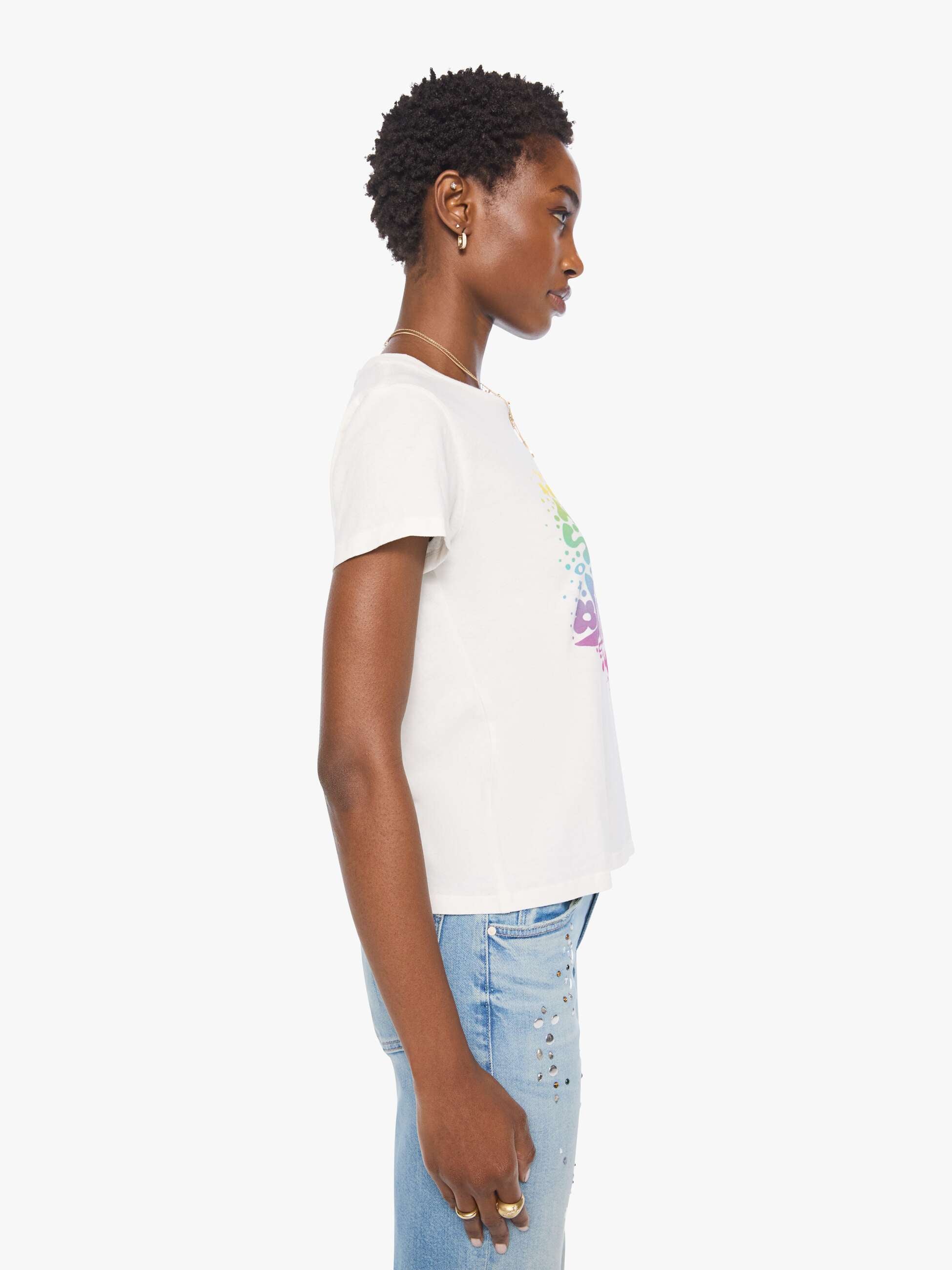Mother The Boxy Goodie Goodie T-Shirt Stargazer Weiß Print