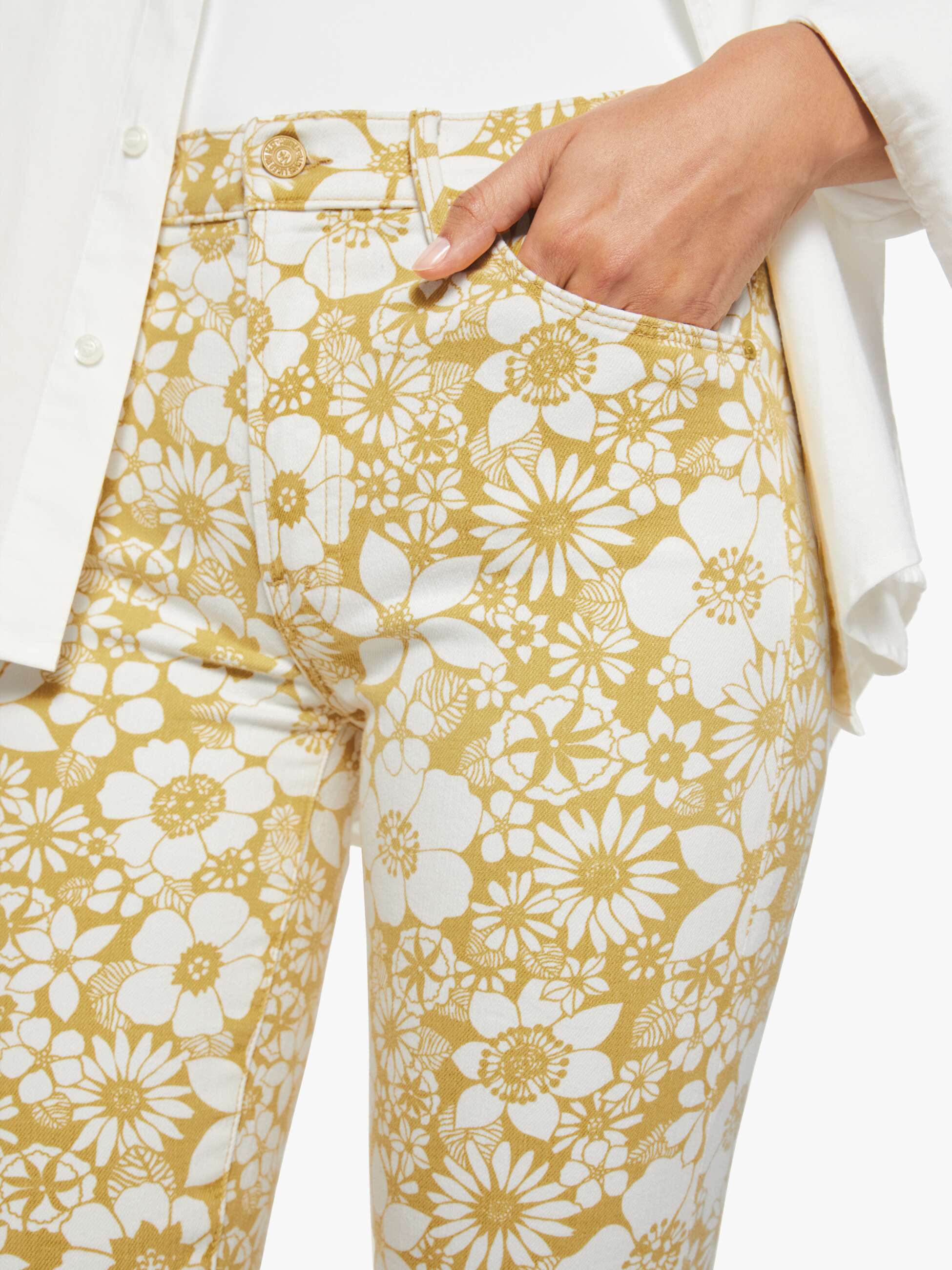Mother Denim Stunner Zip Bunny Snip Jeans Floral Notes