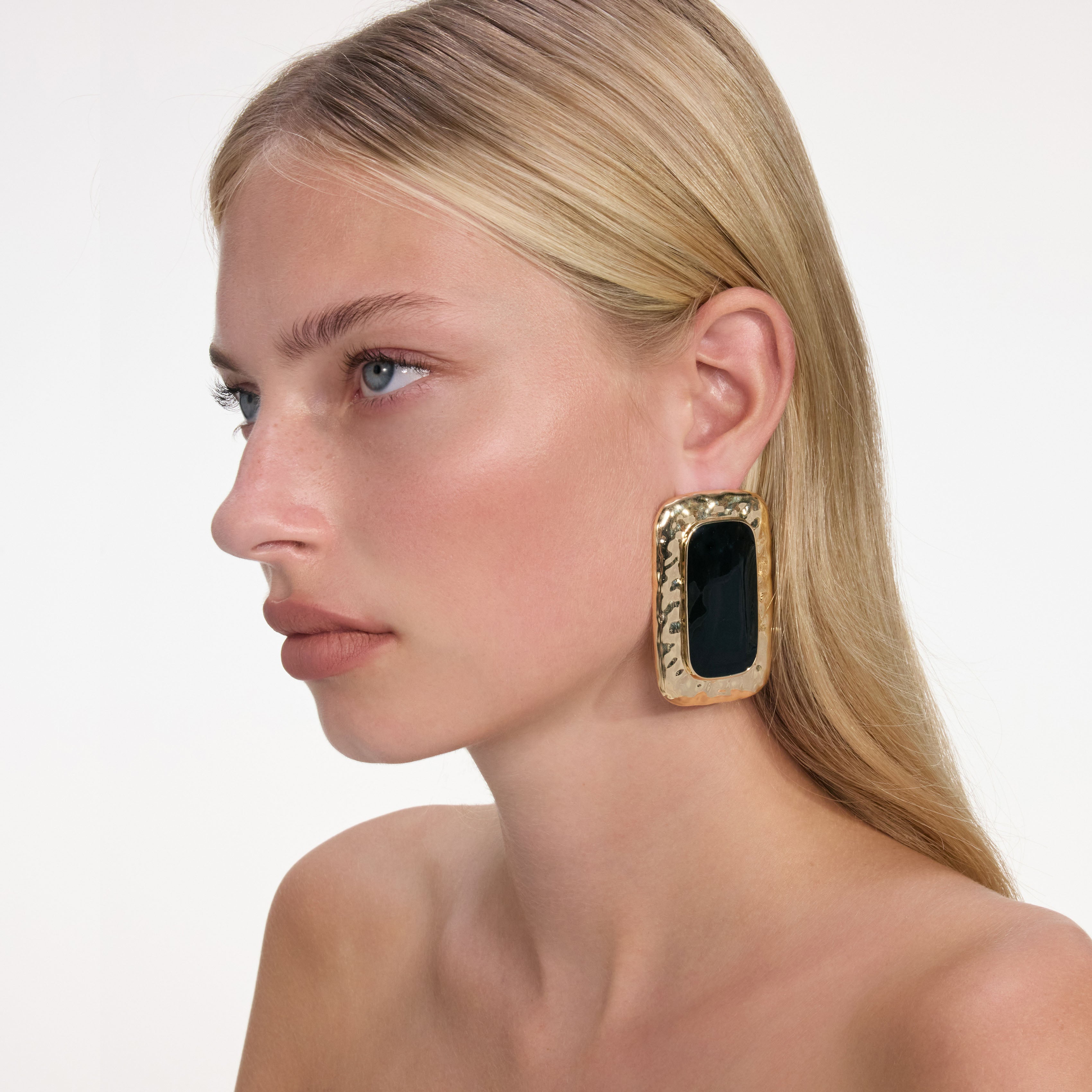 Self Portrait Mottled Gold Black Ohrringe gold schwarz eckig