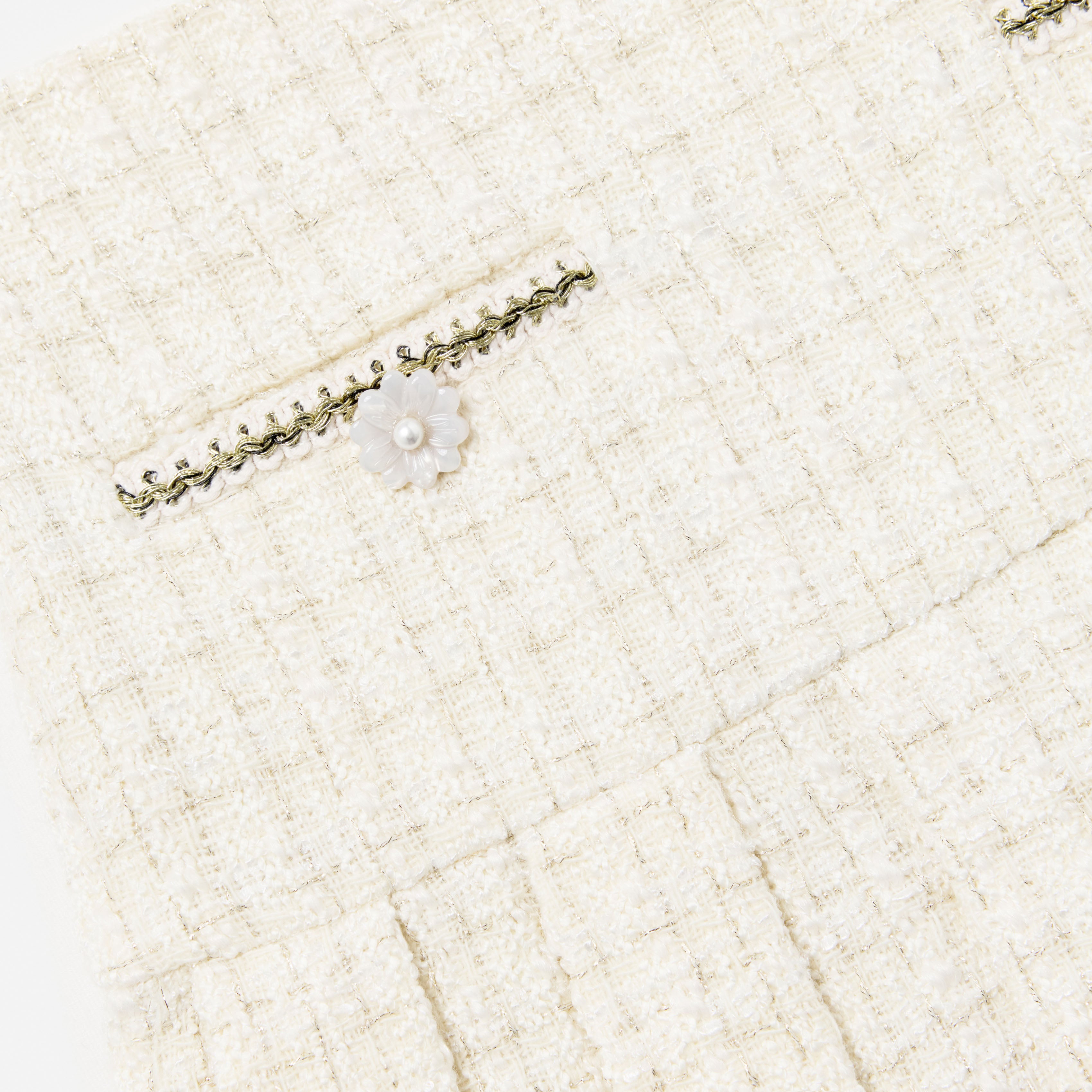 Self Portrait Cream Boucle Pleated Skirt Mädchen Creme