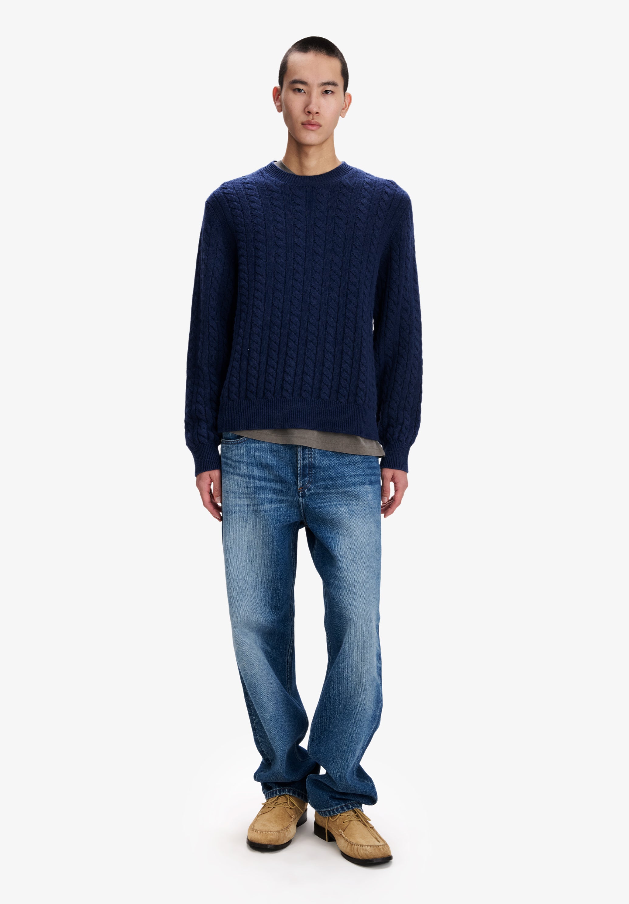A.P.C. Zopfstrickpullover Kaschmirwolle Dunkelblau