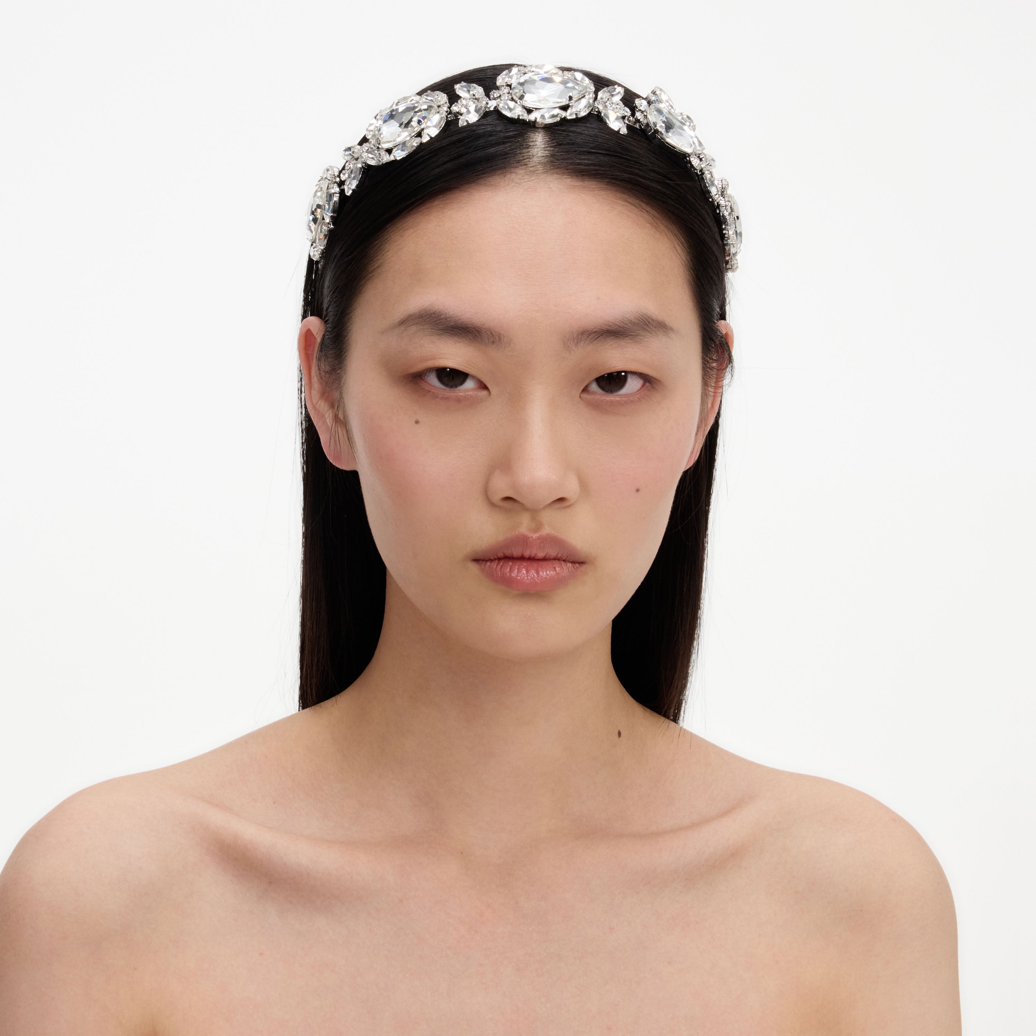 Self Portrait Multi Crystal Headband Silber Kristall
