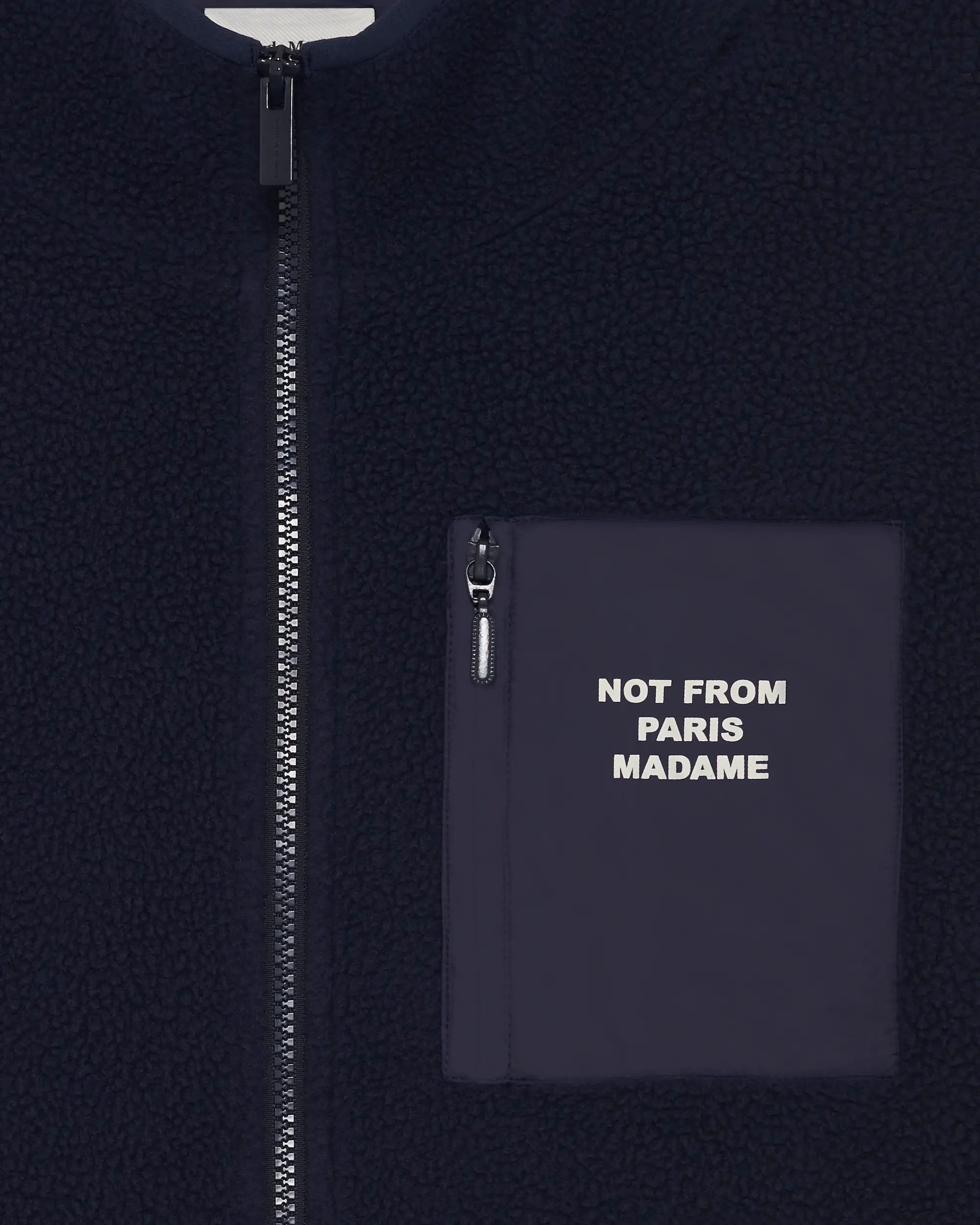 Drôle De Monsieur Slogan Zipped Sherpa Jacke Navy Polyester