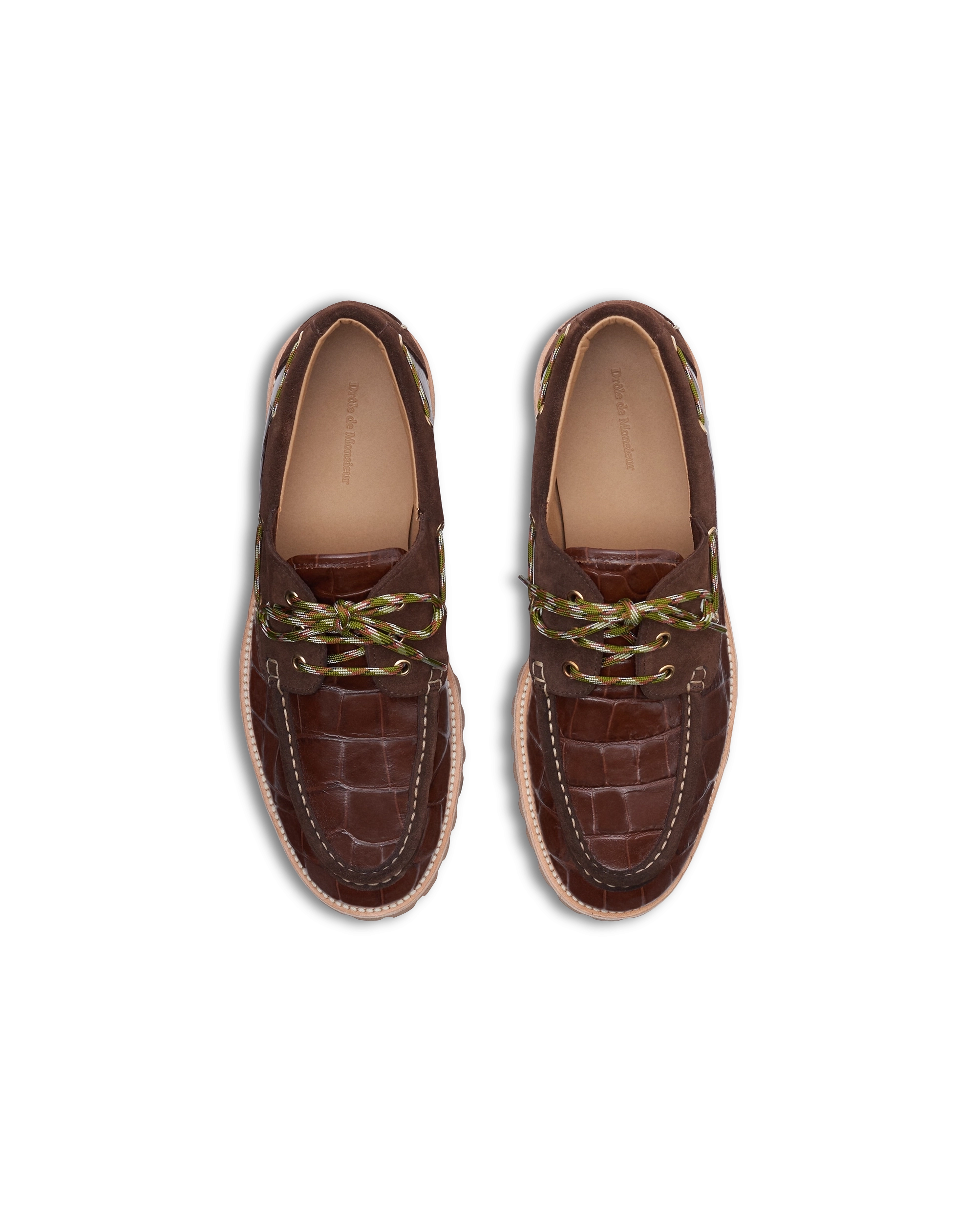 Drôle De Monsieur La Chaussure Bateau Croco Braun Leder