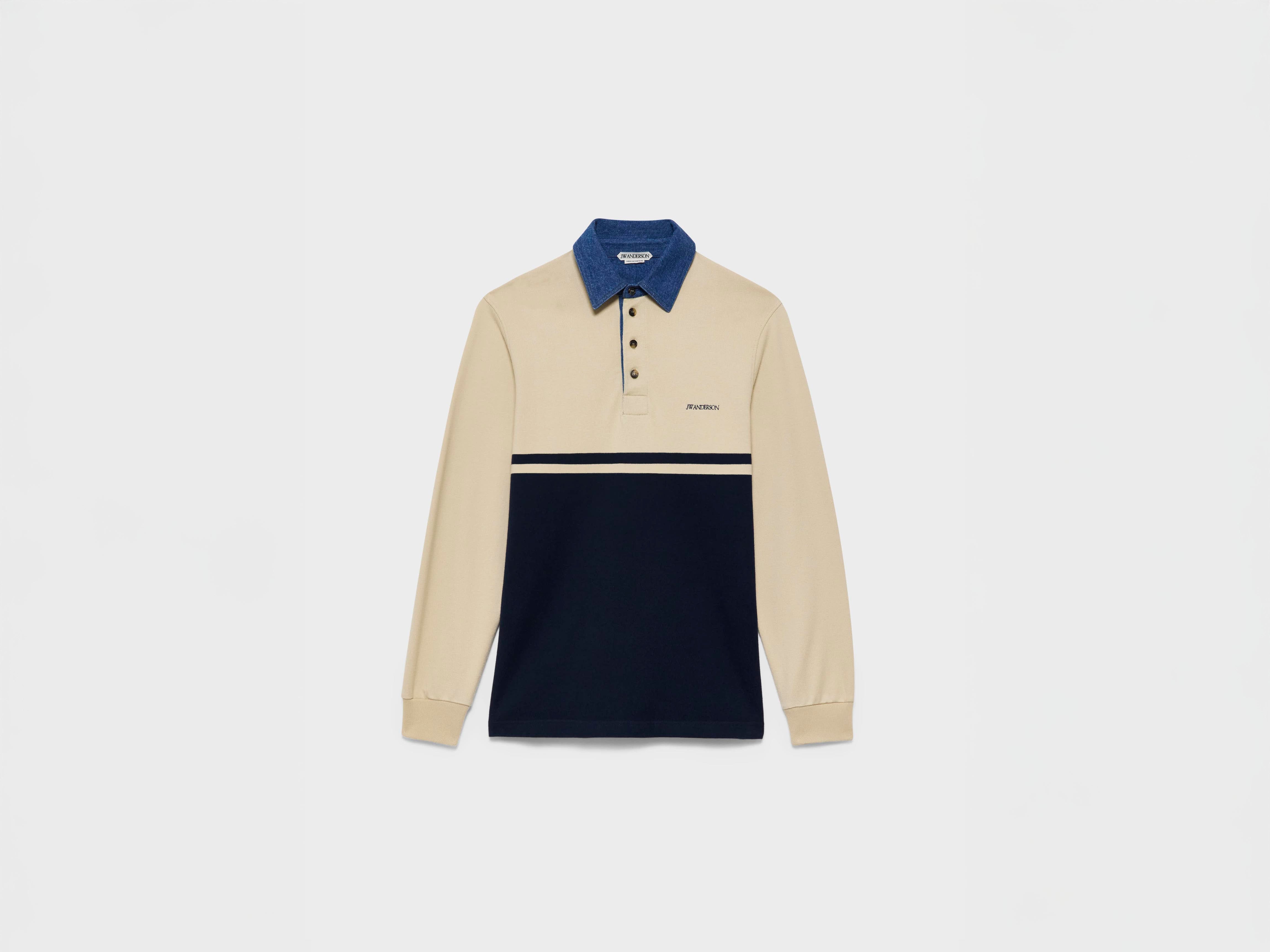 J.W.Anderson Rugby Polo Contrast Collar Herren Weiß Navy