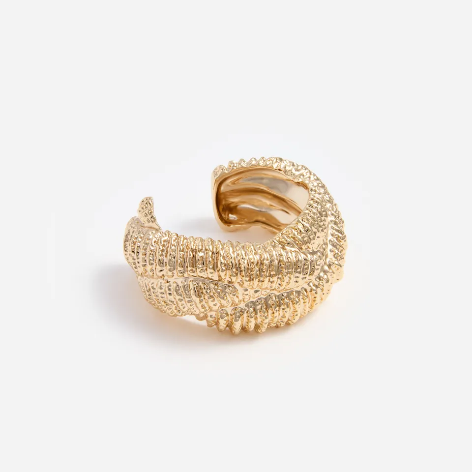 Self Portrait Textured Gold Twisted Cuff Armreif Messing