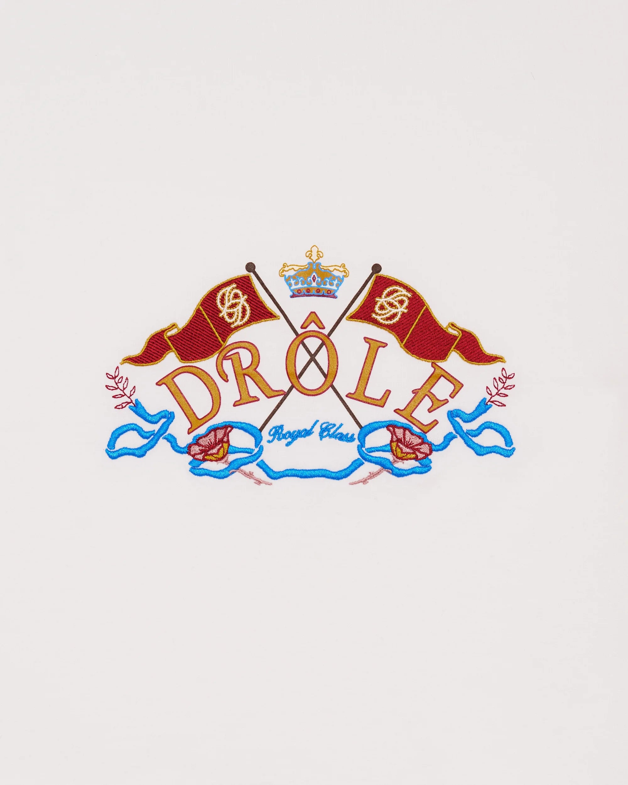 Drôle De Monsieur Crest Embroidery T-Shirt Off White Baumwolle