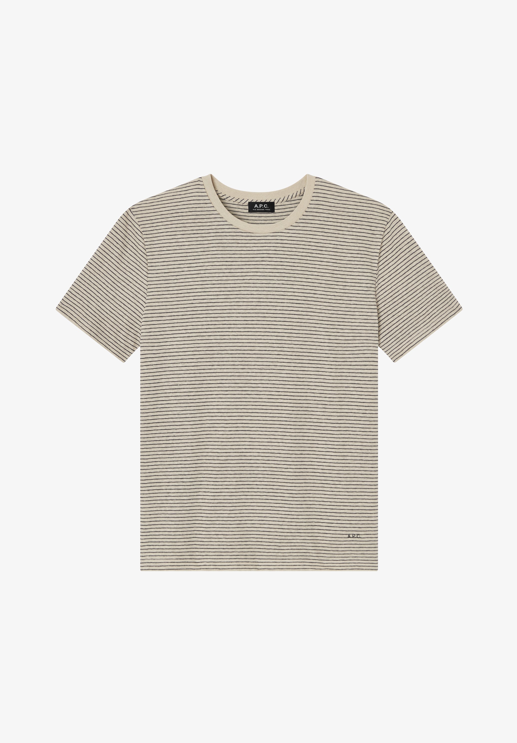 A.P.C. Streifen T-Shirt Ecru Bio-Baumwolle
