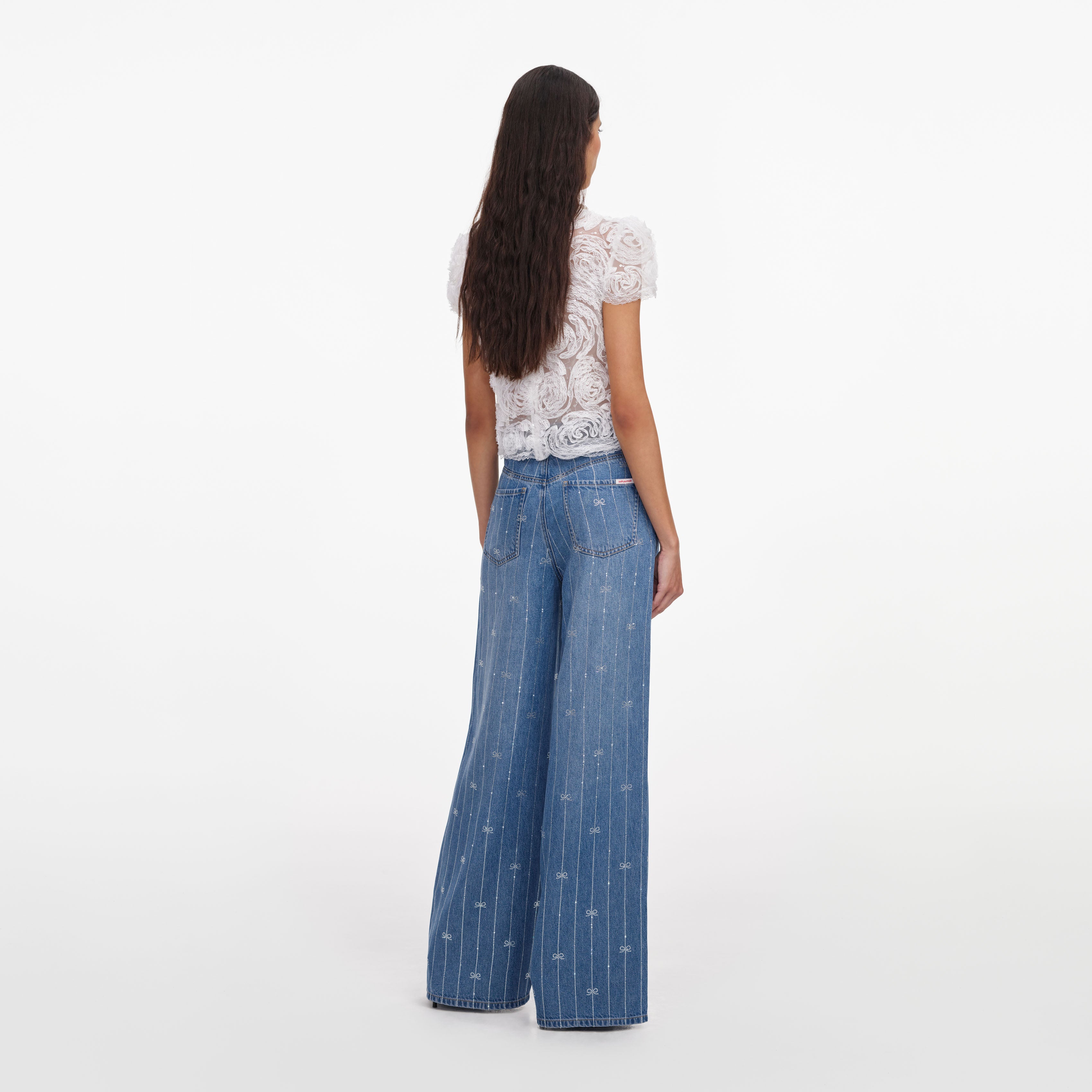 Self Portrait Light Blue Rhinestone Stripe Jeans hellblau 26
