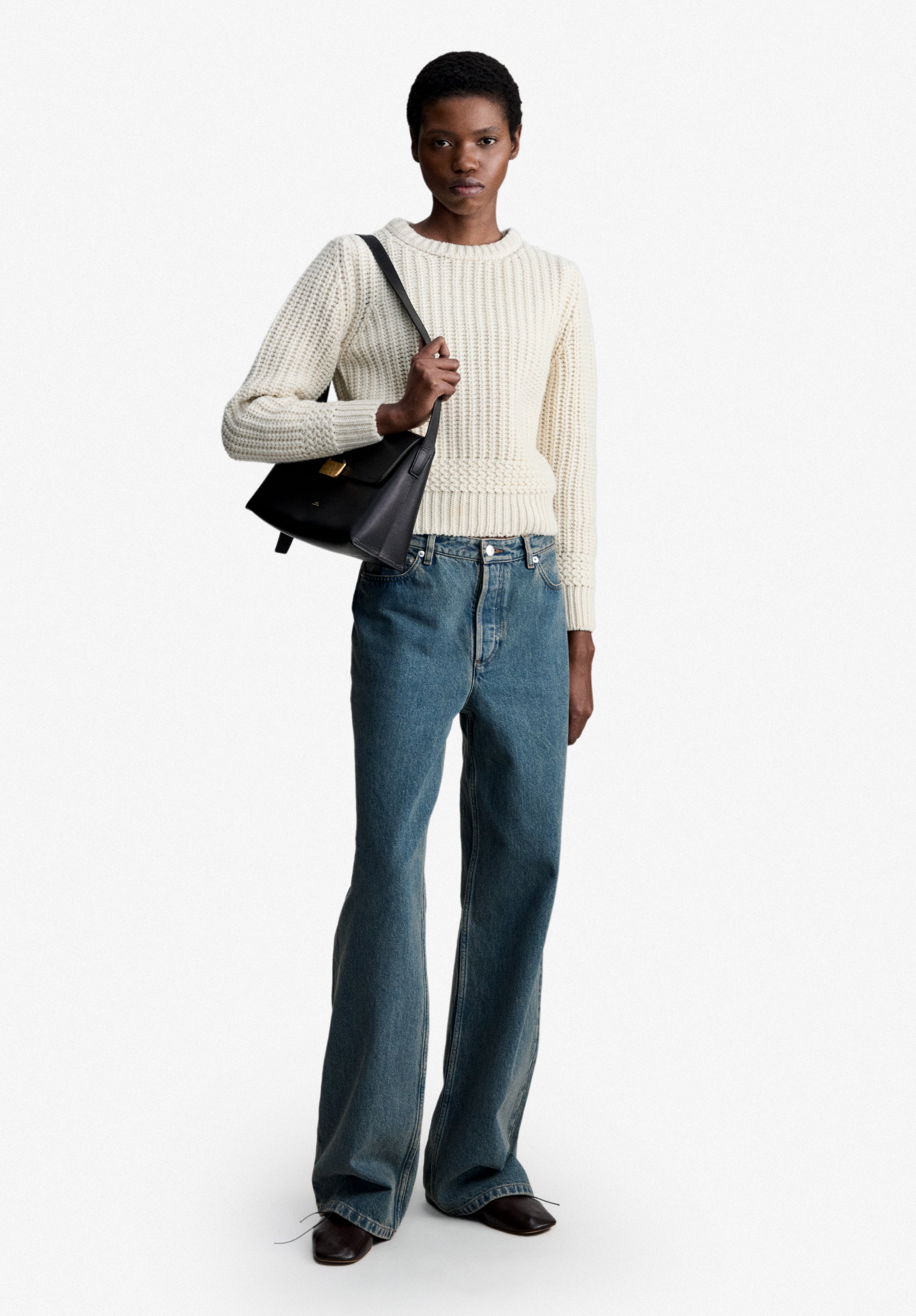 A.P.C. Pullover ecru recycelte Wolle Rundhals