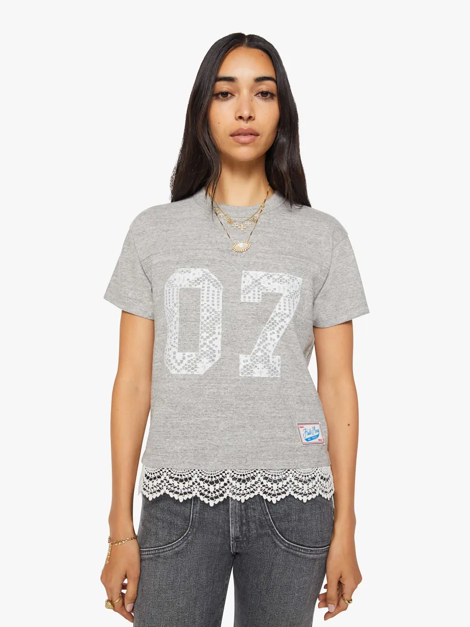 Mother The Footballer T-Shirt Heather Grey Baumwolle