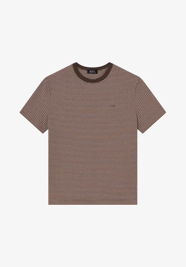 A.P.C. Gestreiftes T-Shirt braun Bio-Baumwolle Größe M