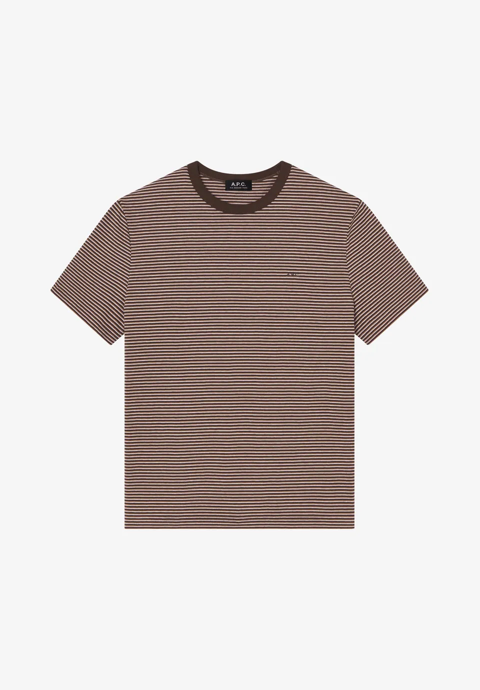 A.P.C. Gestreiftes T-Shirt braun Bio-Baumwolle Größe M