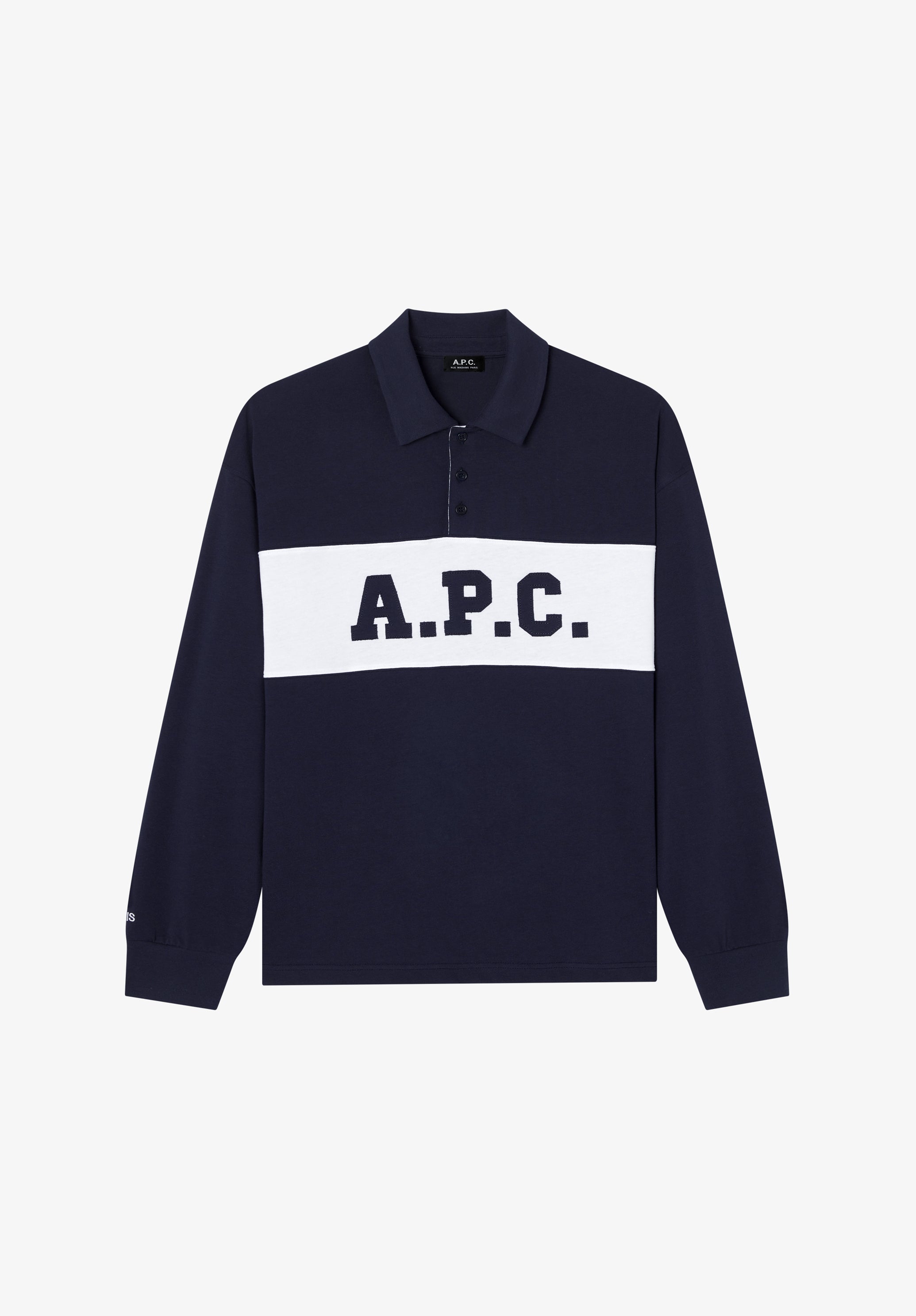 A.P.C. Rugbypolo T-Shirt marineblau Bio-Baumwolle