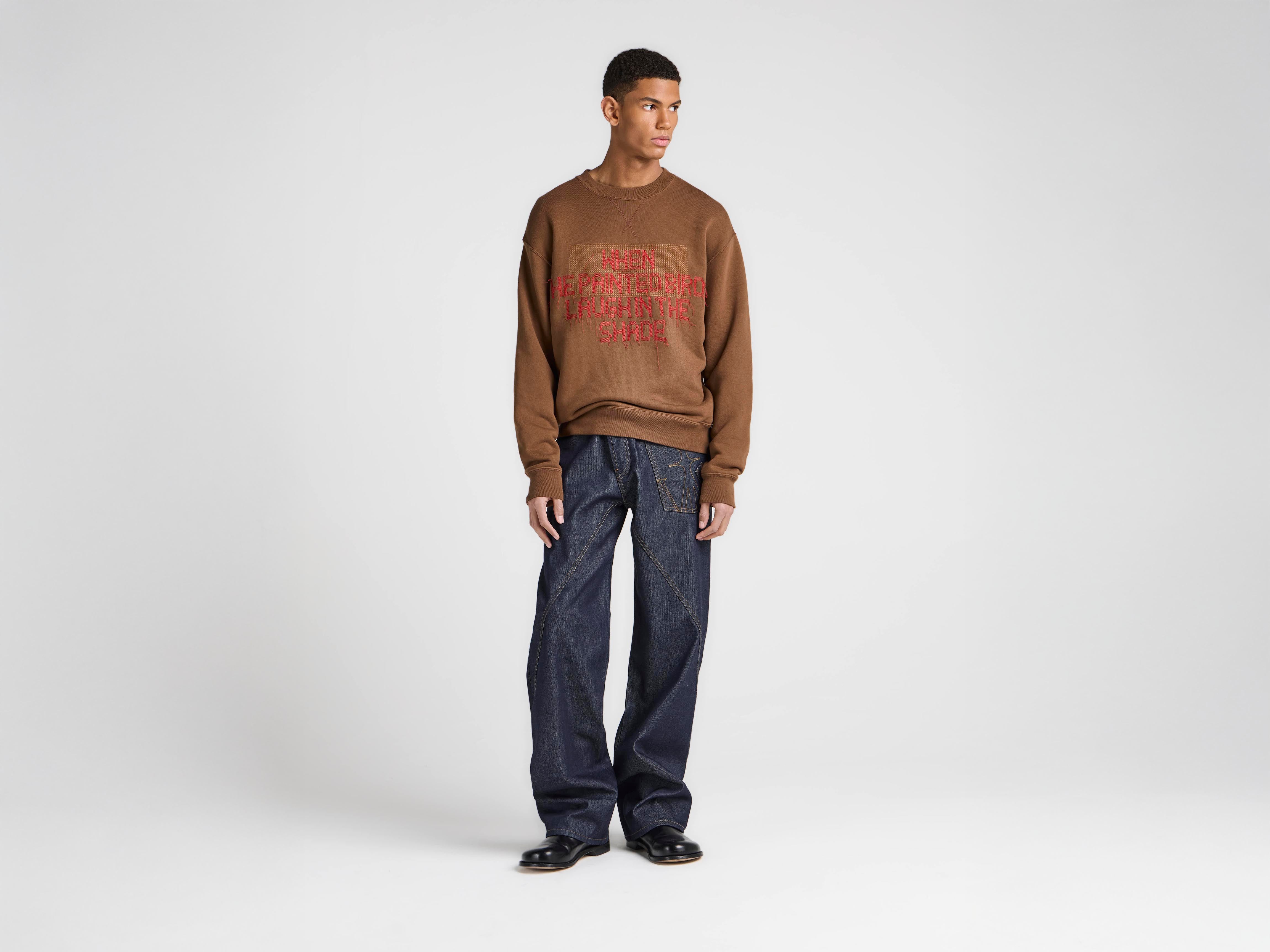 J.W.Anderson Hoodies Painted Birds Sweatshirt Walnuss