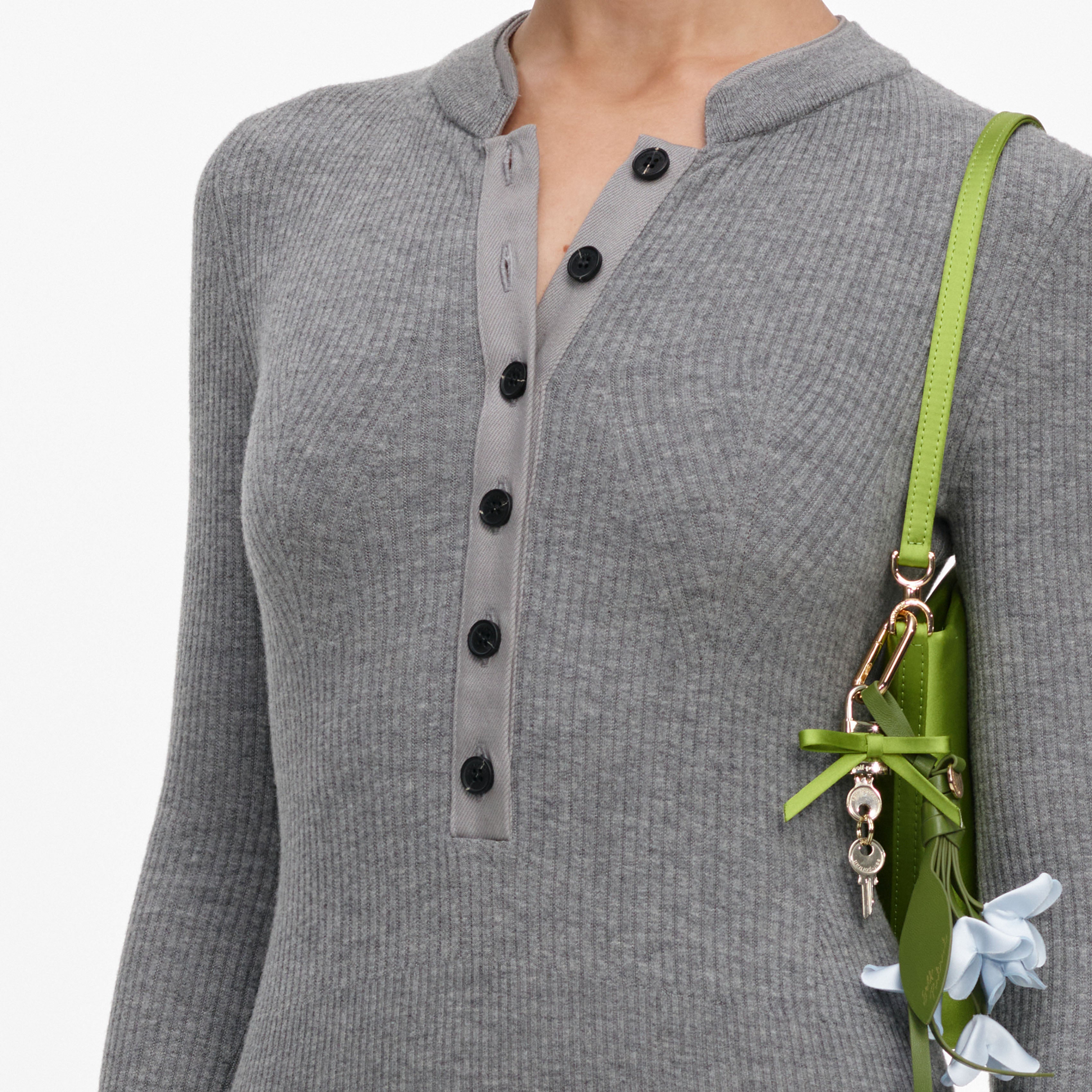 Self Portrait Jumpsuits Grey Button Knit Playsuit grau kaufen