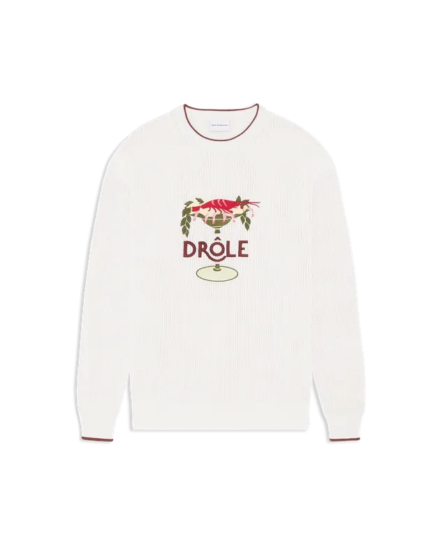 Drôle De Monsieur Maille Lobster Pullover offwhite Baumwolle