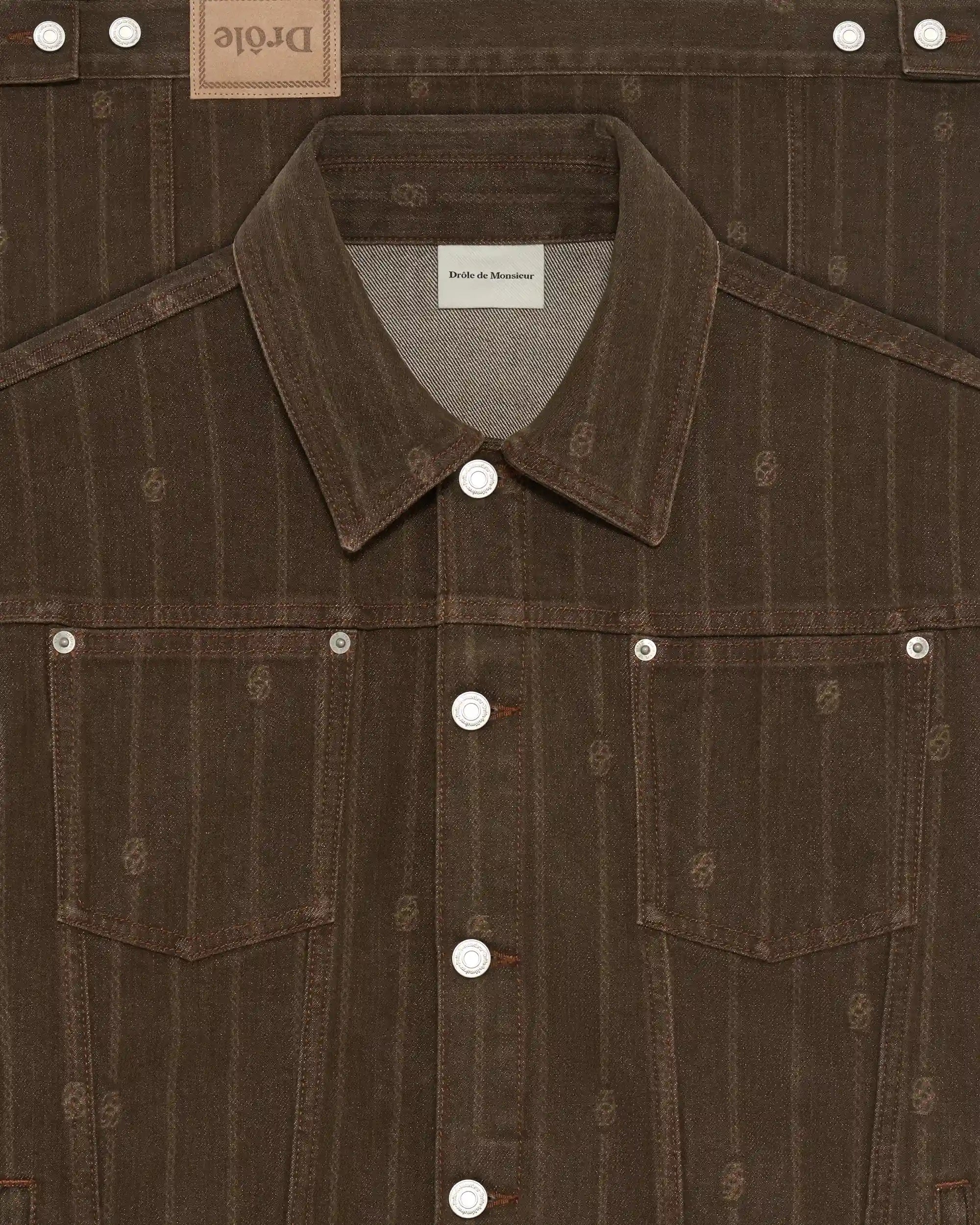 Drôle De Monsieur Monogram Denimjacke Baumwolle Braun