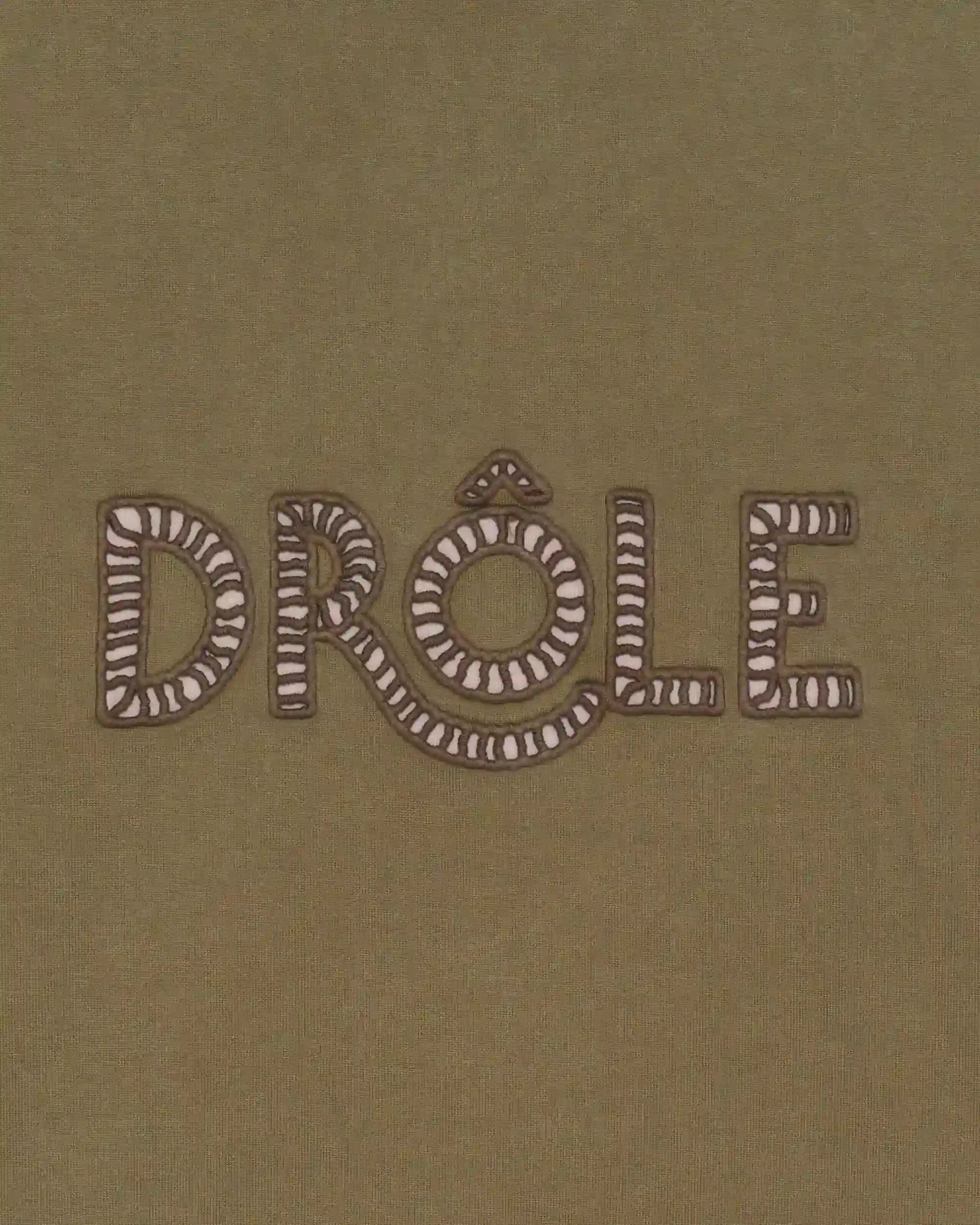 Drôle De Monsieur Drôle Ajouré T-Shirt Khaki Baumwolle