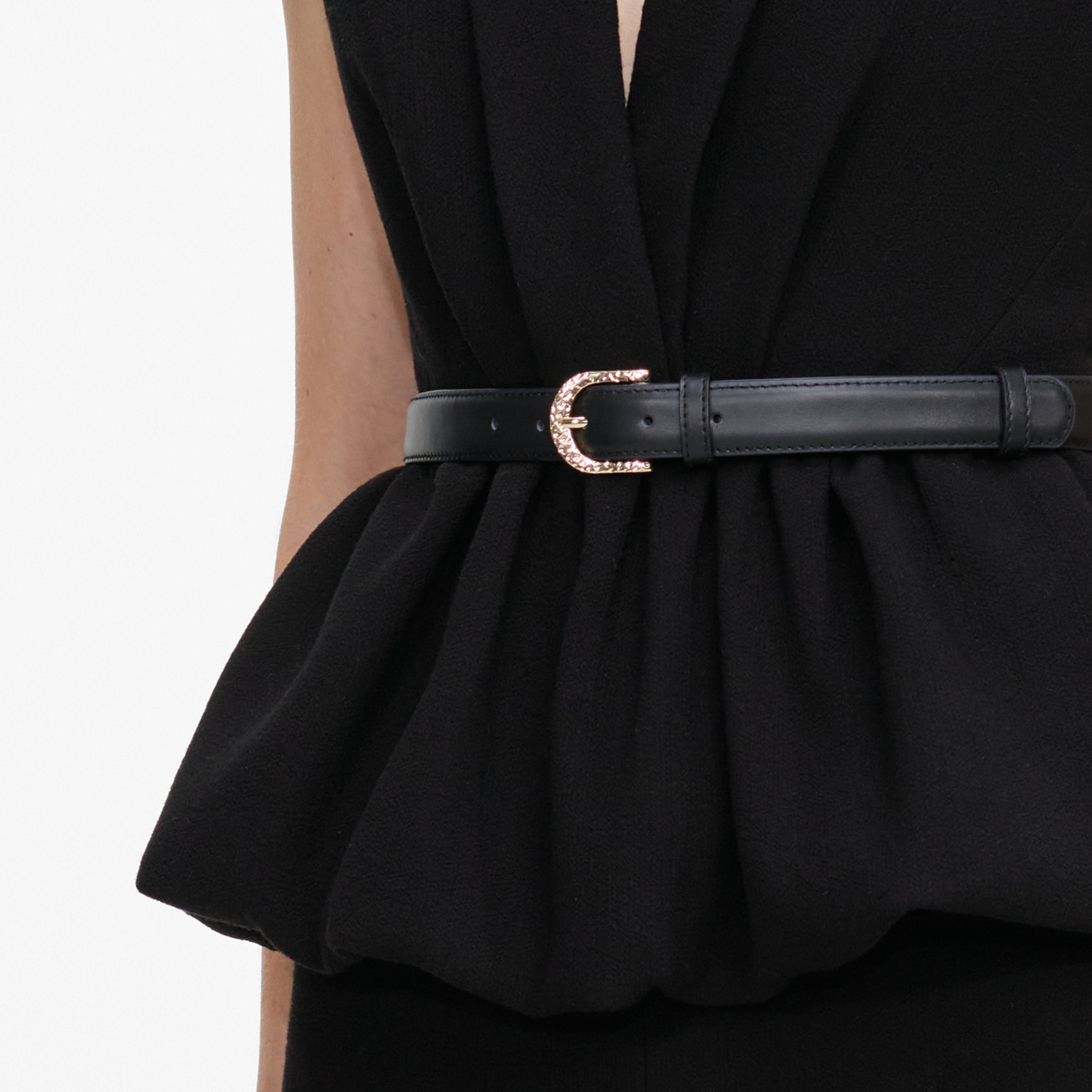 Self Portrait Dresses Black Crepe Peplum Midikleid Schwarz