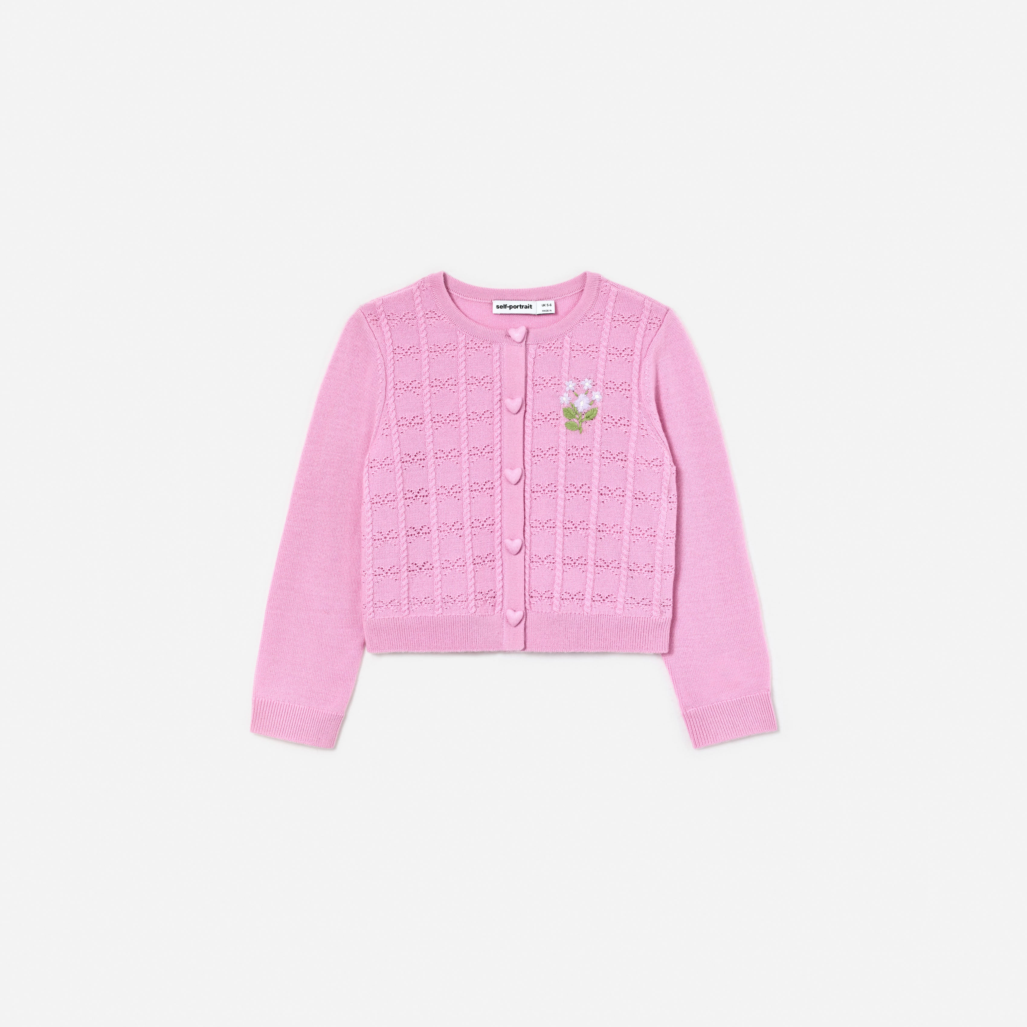 Self Portrait Pink Bow Pointelle Strickjacke rosa Age 5/6