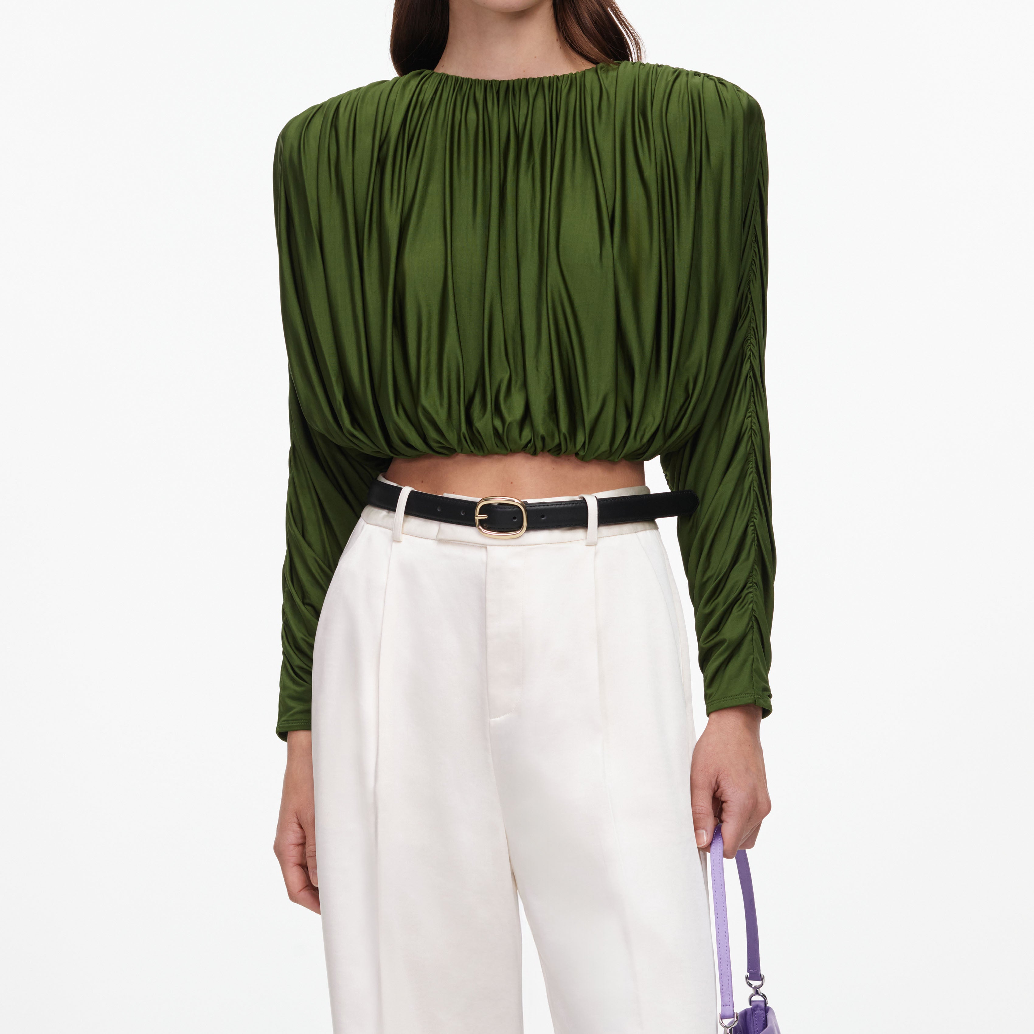 Self Portrait Cream Satin Trousers Satinhose Creme High Waist