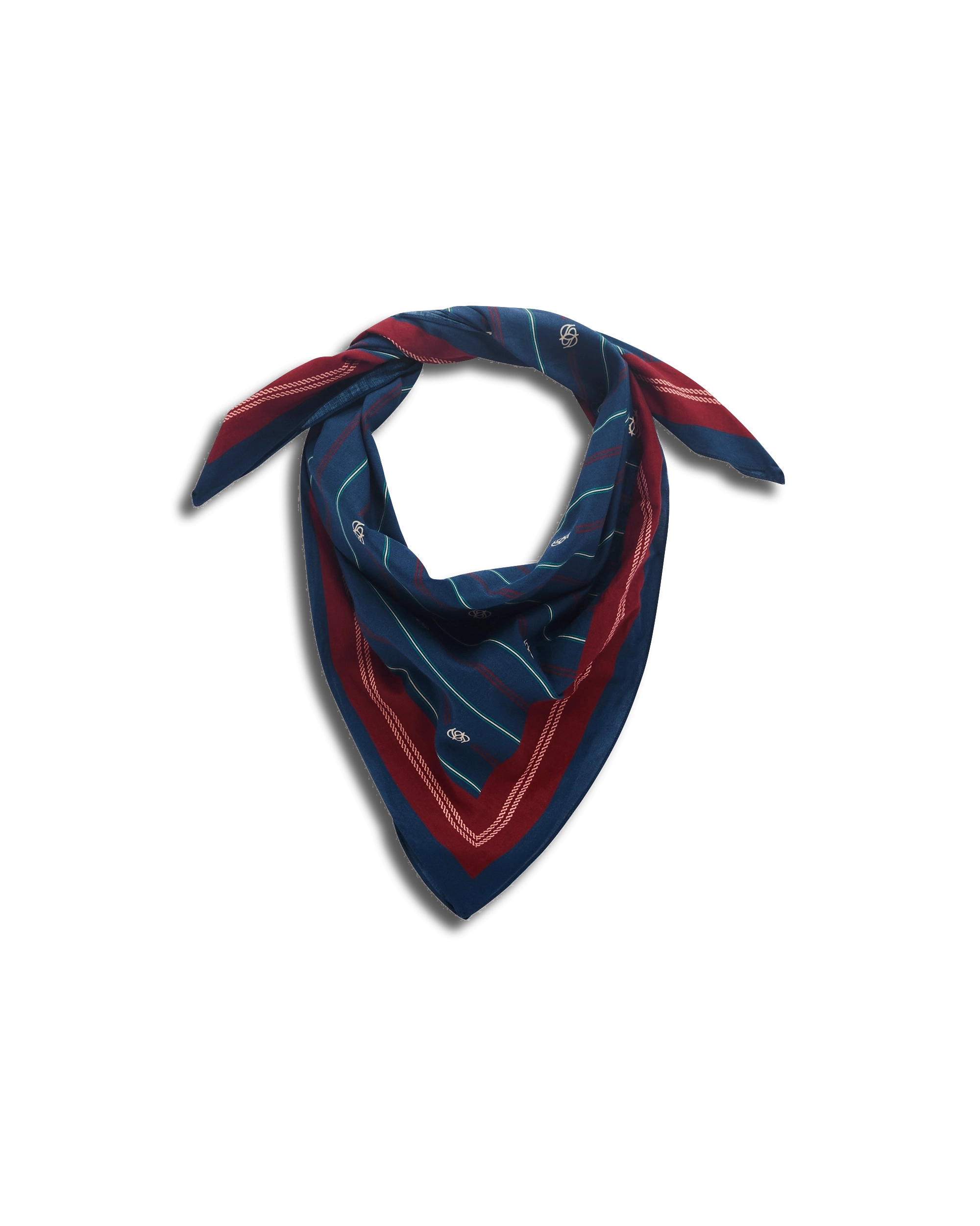 Drôle De Monsieur Le Foulard Rayé Monogramme Tuch Blau 60x60