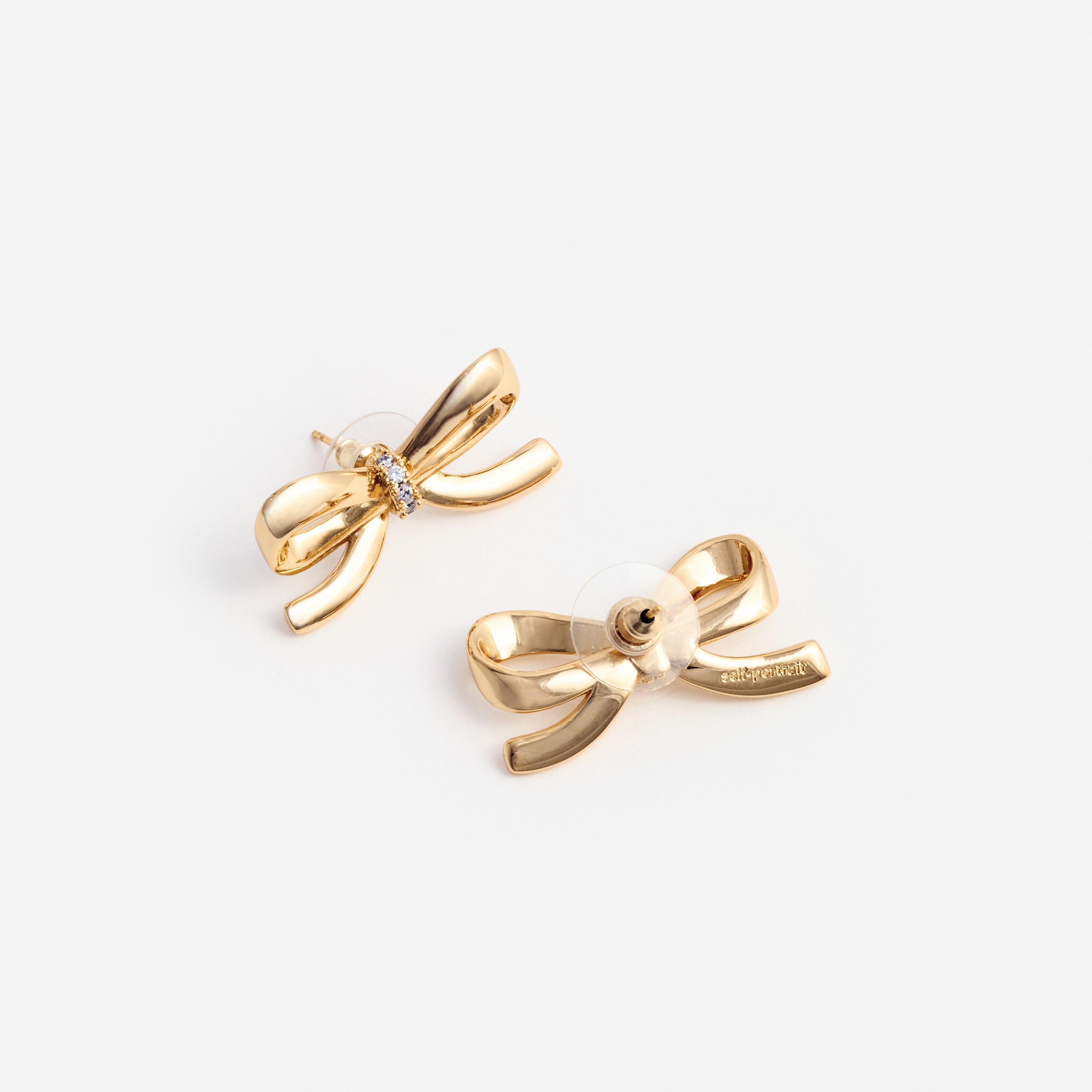 Self Portrait Gold Bow Ohrstecker Gold Diamant-Optik