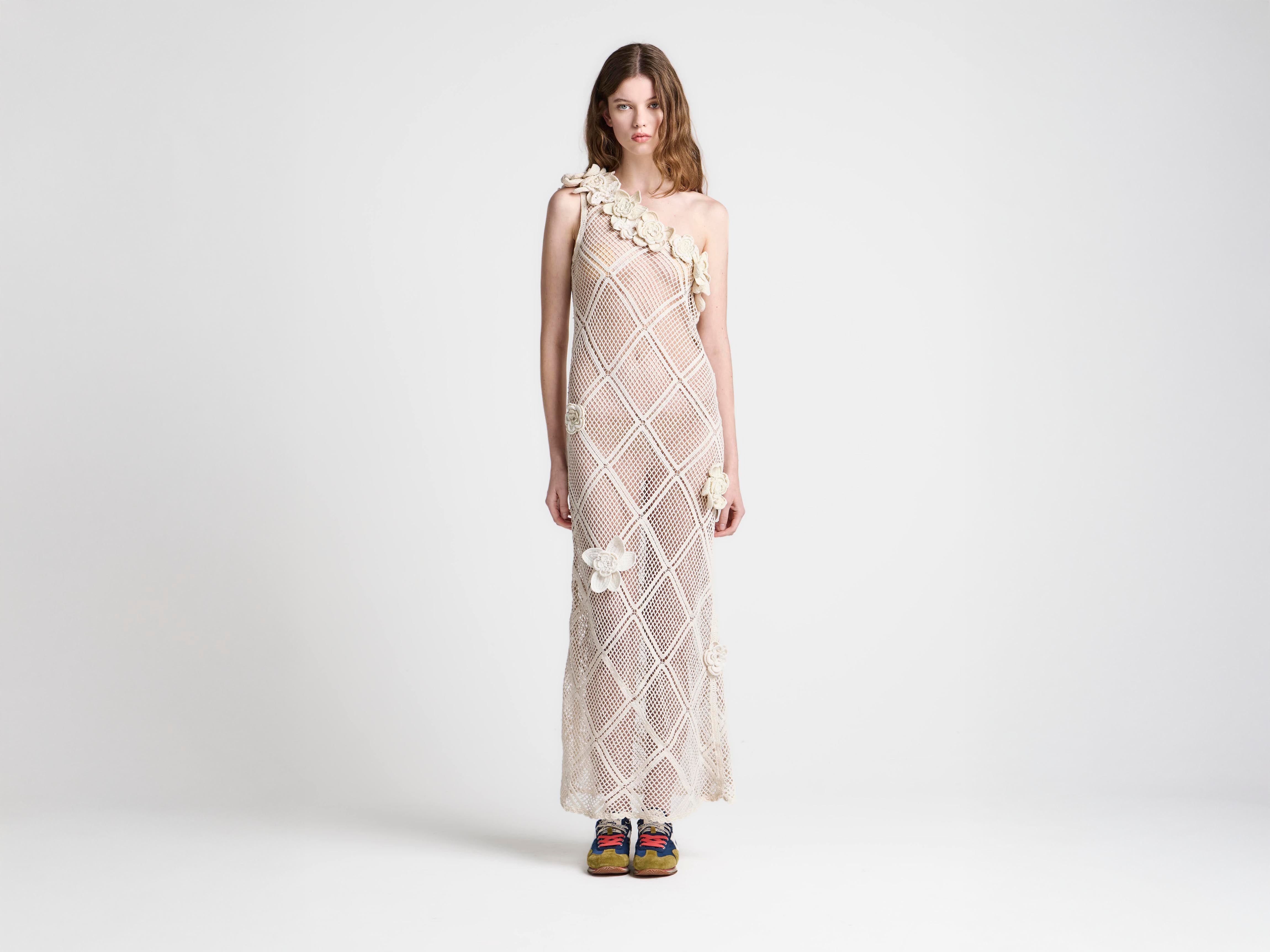 J.W.Anderson Dresses Floral Crochet Kleid limestone