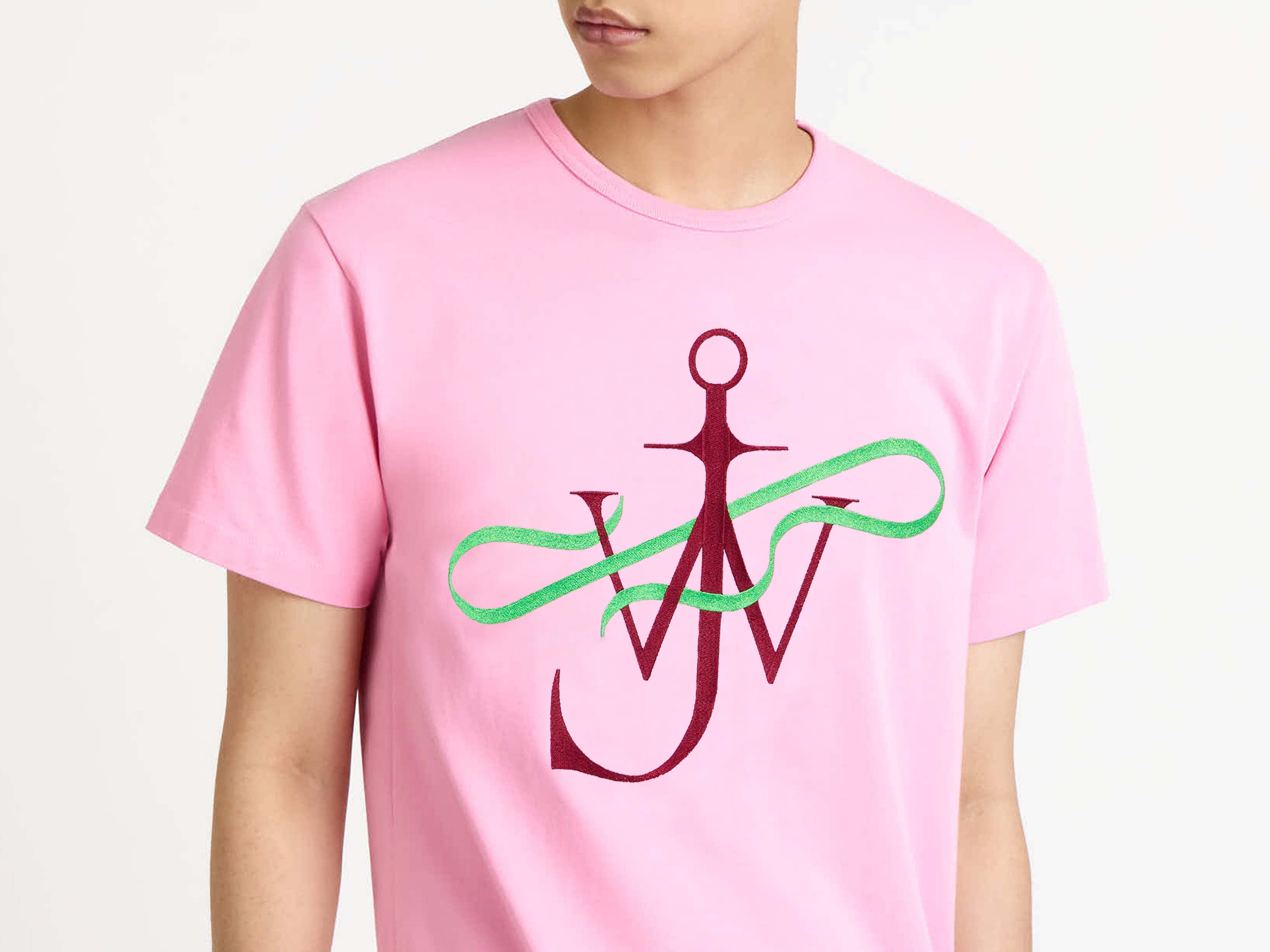 J.W.Anderson Ribbon Anchor T-Shirt Herren Pink Jersey Stickerei